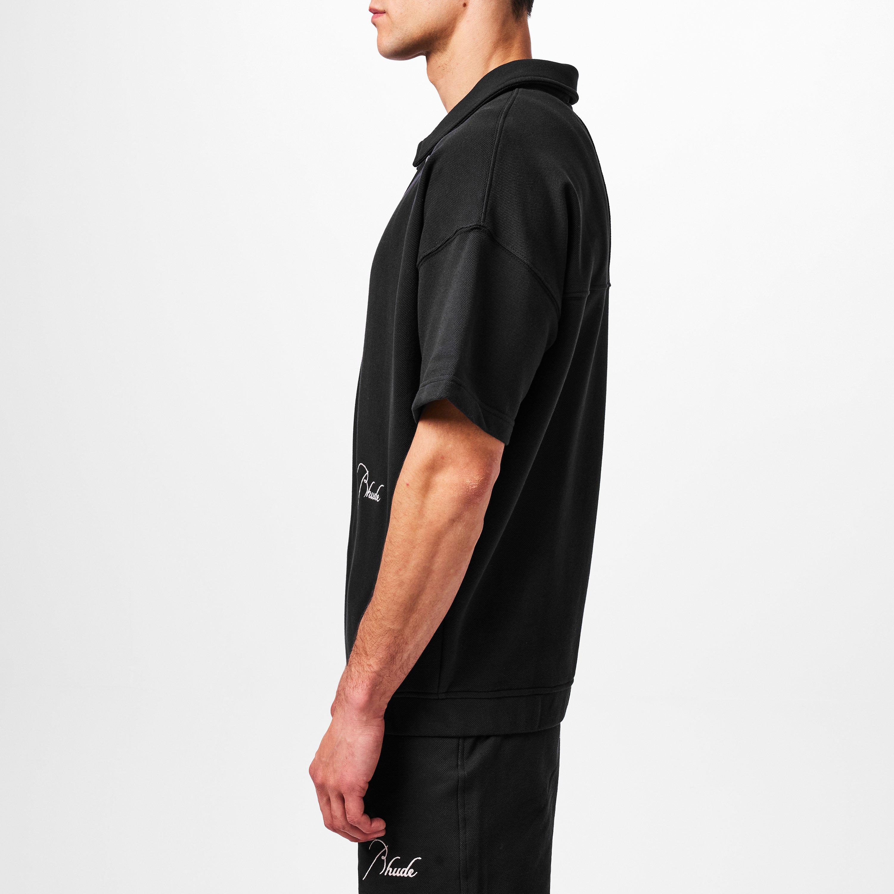 Black 0372 - Rhude - Men's Pique Short-Sleeve Plain Shirt - 5