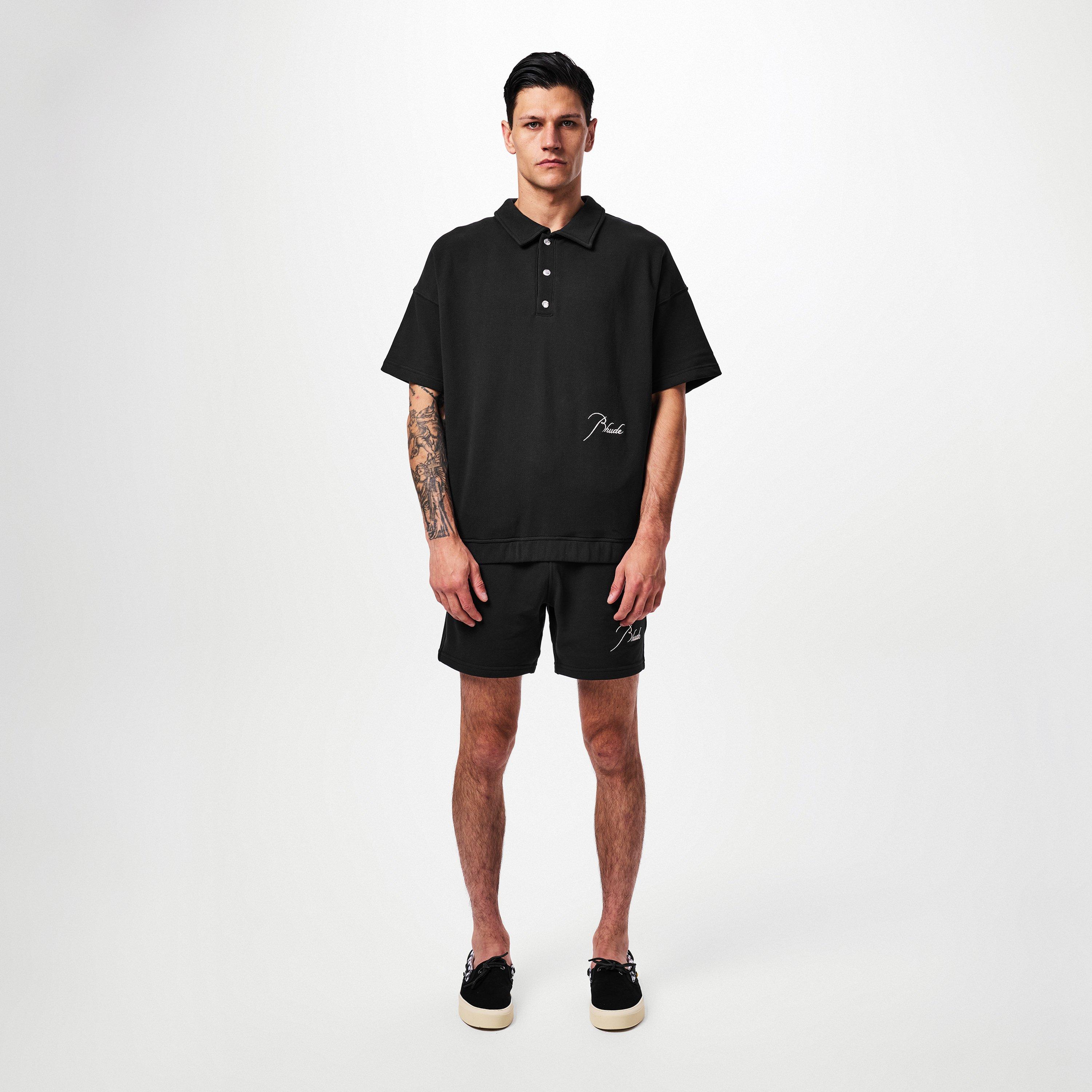 Black 0372 - Rhude - Men's Pique Short-Sleeve Plain Shirt - 6