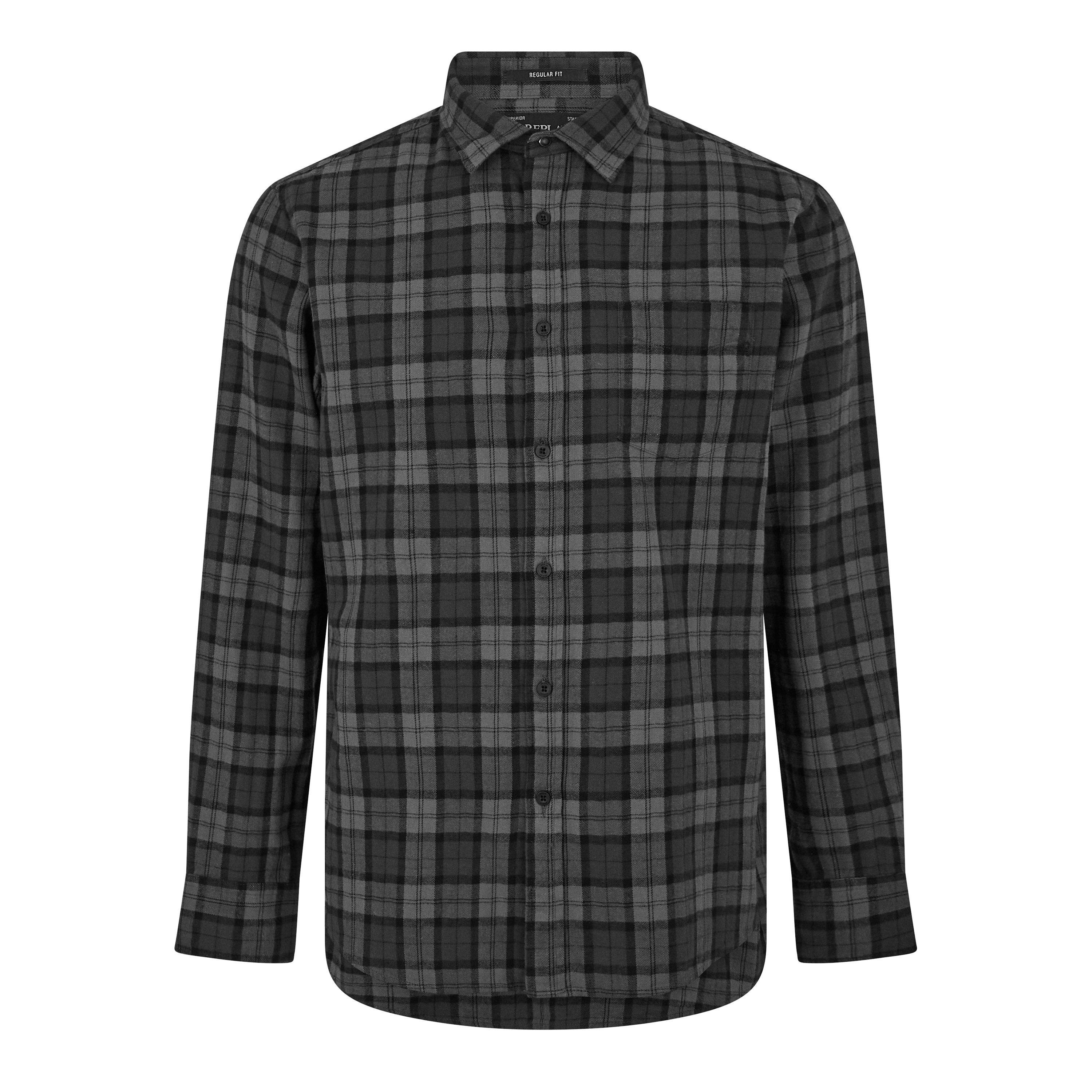 700 Grey - Replay - Men's Chequered Long Sleeve Patterned Shirt - 1