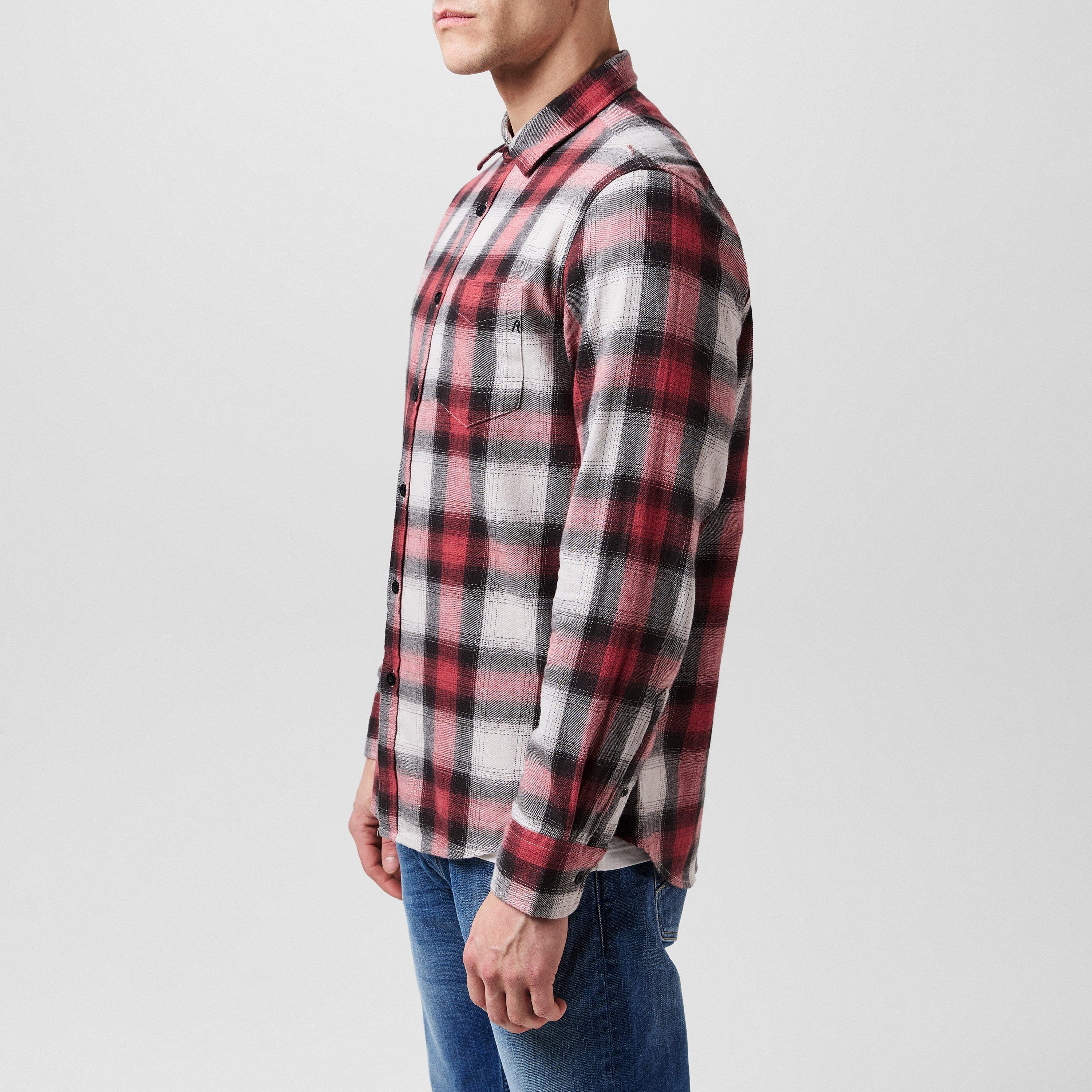 702 Vermelho - Replay - Men's Checkered Long-Sleeve Patterned Shirt - 2
