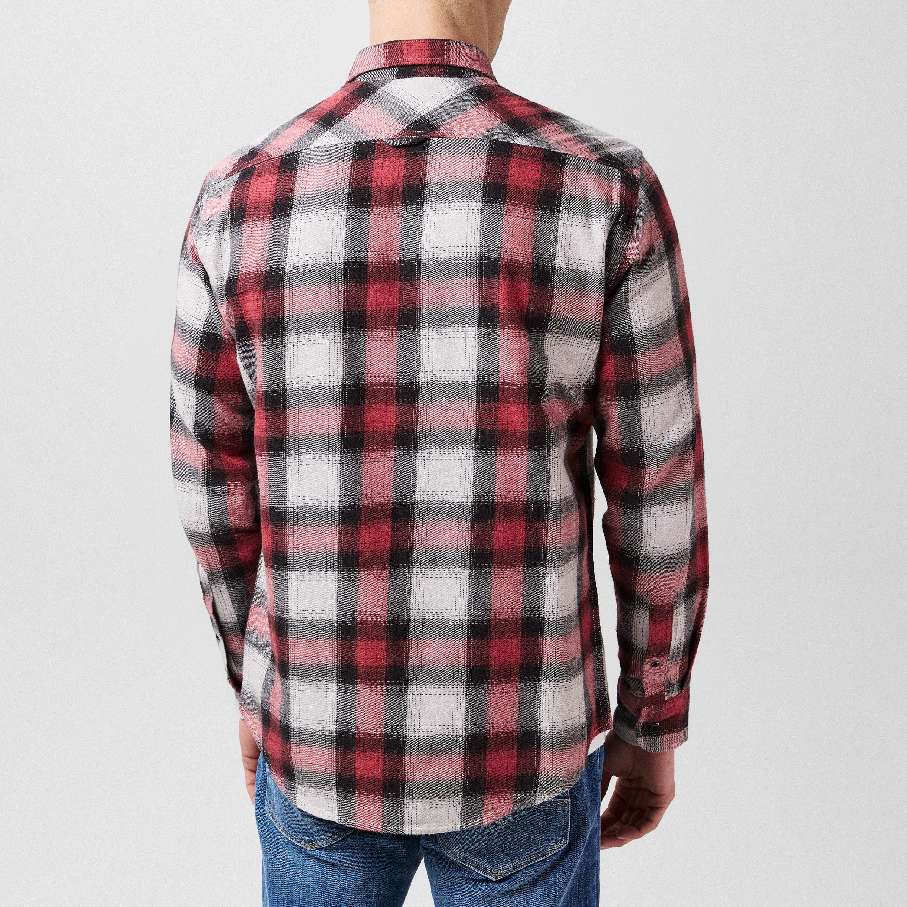 702 Vermelho - Replay - Men's Checkered Long-Sleeve Patterned Shirt - 3