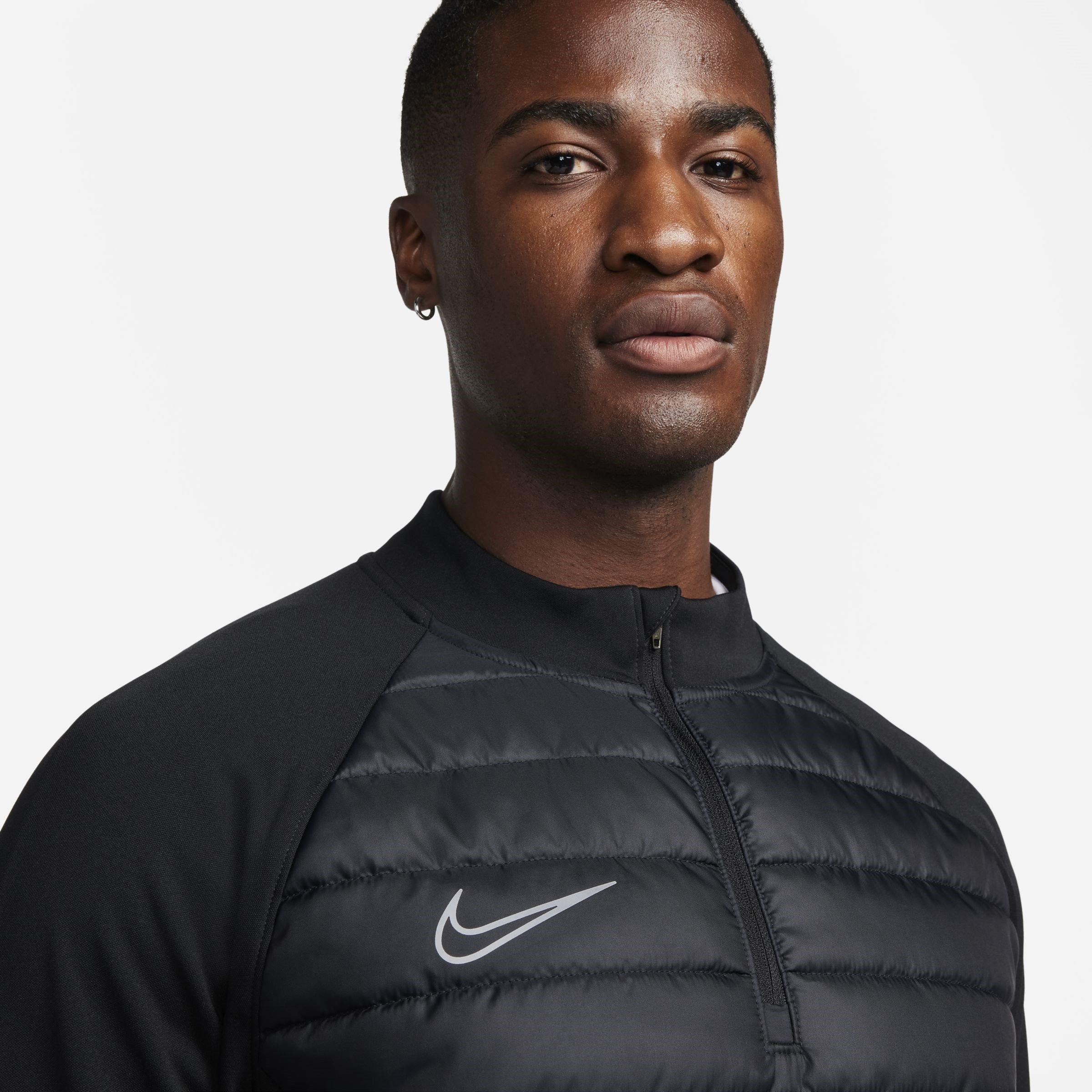 Preto/Cinza - Nike - Academy Winter Warrior Men's Therma-FIT 1/2-Zip Soccer Top - 3