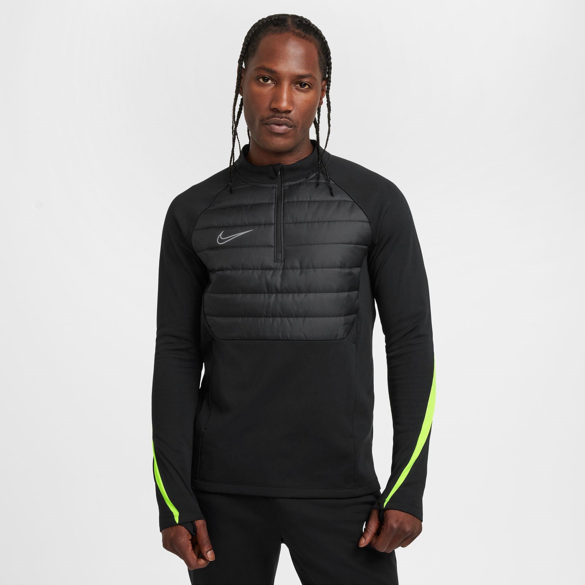 Zwart/Volt - Nike - Academy Winter Warrior Men's Therma-FIT 1/2-Zip Soccer Top - 3