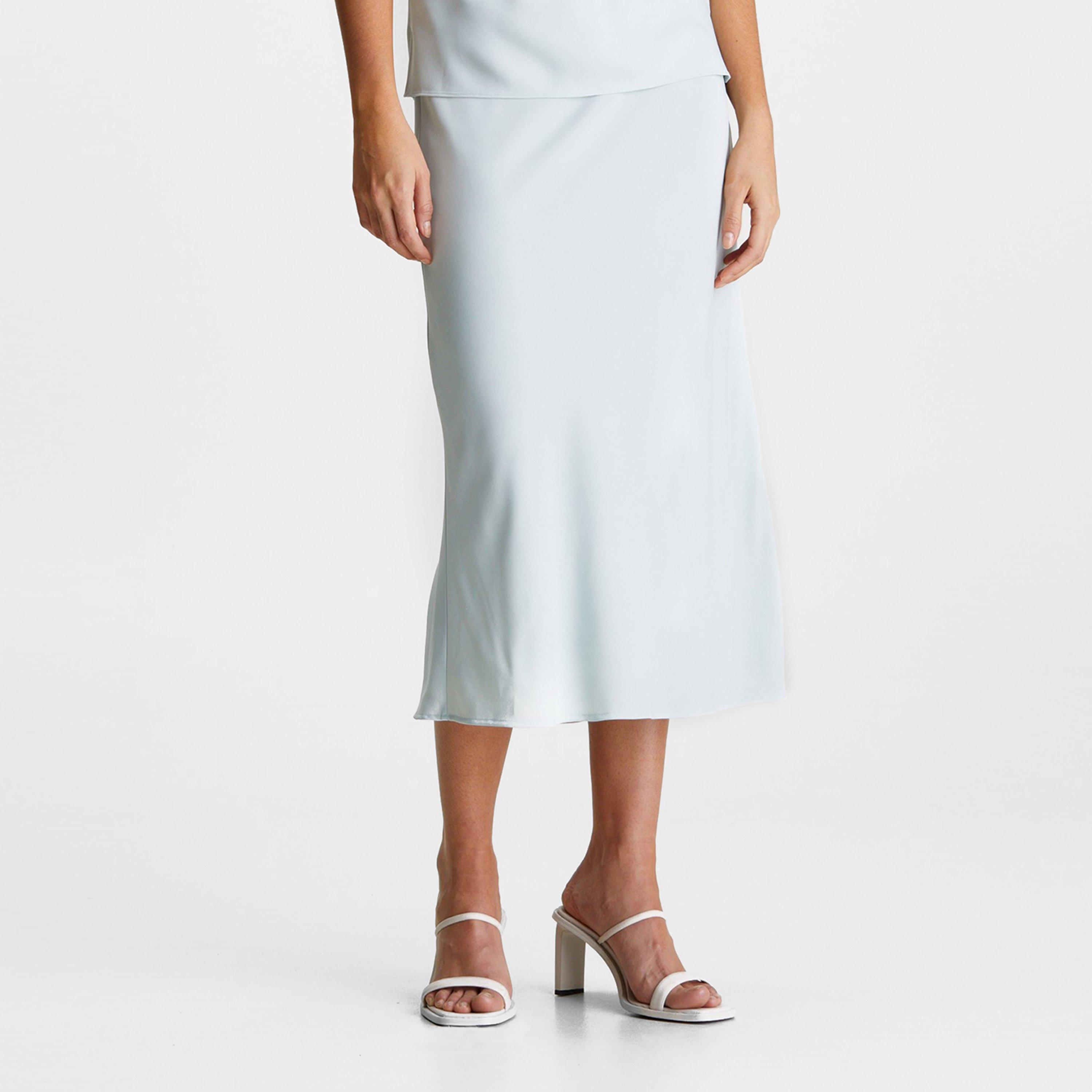 Calvin Klein Women's Bias Cut Midi Skirt - Morning Frost - 14 (L)