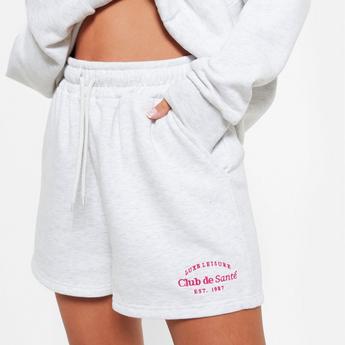 I Saw It First ISAWITFIRST Club De Sante Embroidered Sweat Shorts
