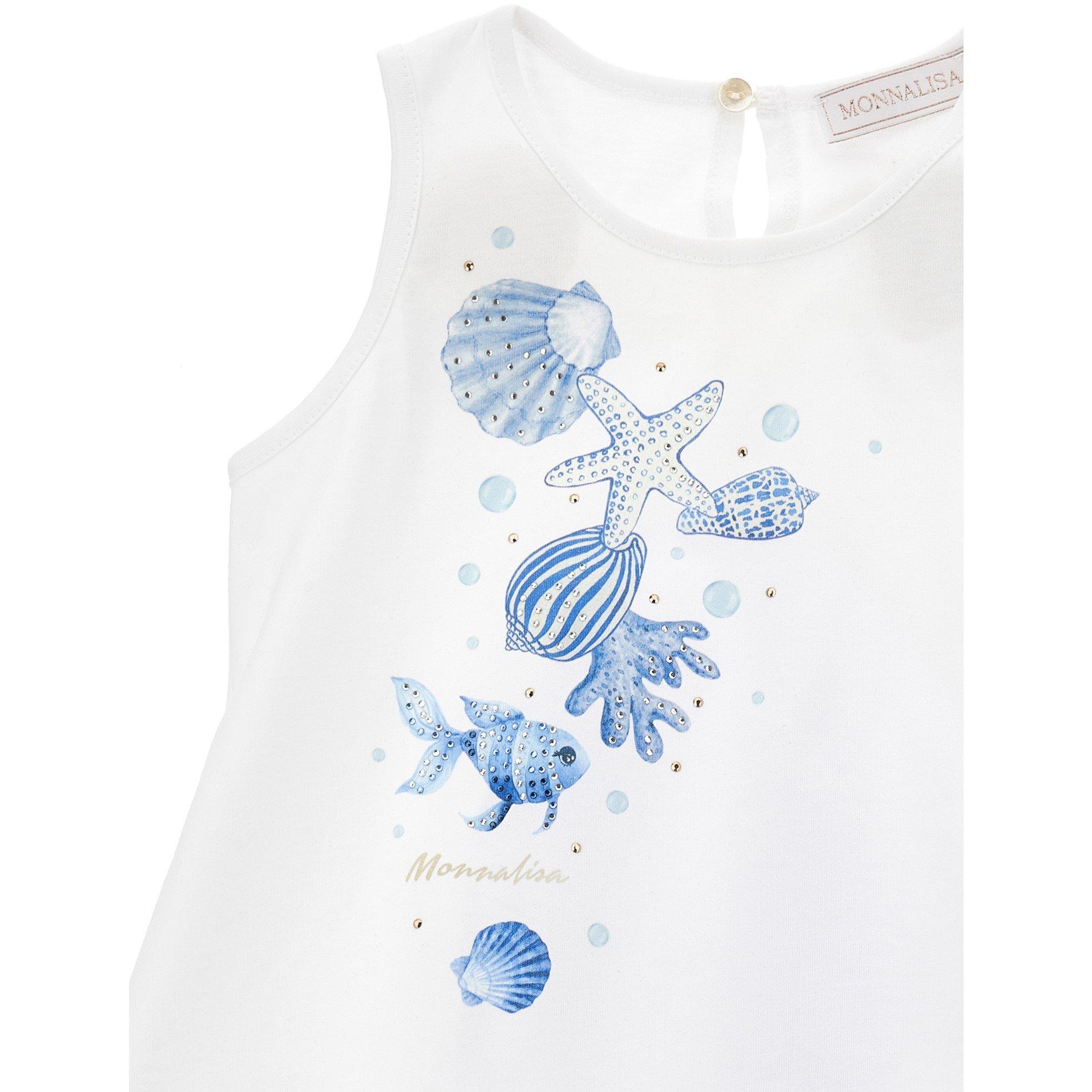 White 0099 - Monnalisa - Kids' Rhinestone Regular Fit T-Shirt - 3