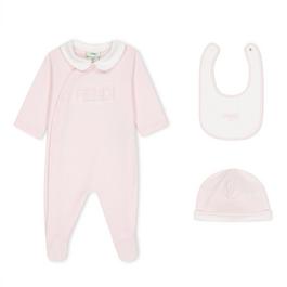 Fendi Embroidered Logo All-In-One 3 Piece Gift Set Babies