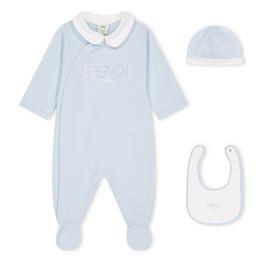 Fendi Embroidered Logo All-In-One 3 Piece Gift Set Babies