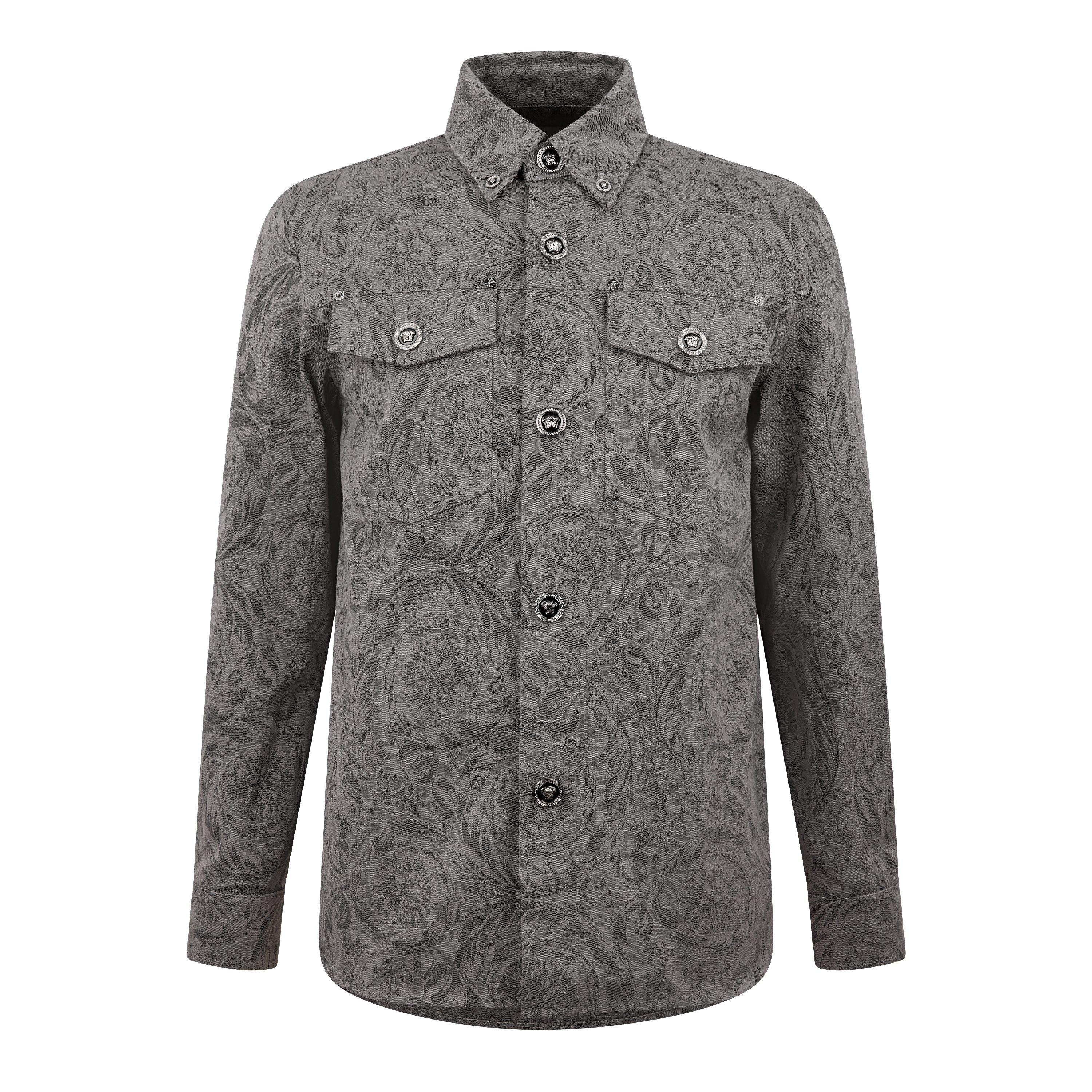 Black - Versace - Barocco Jacquard Gabardine Overshirt - 7