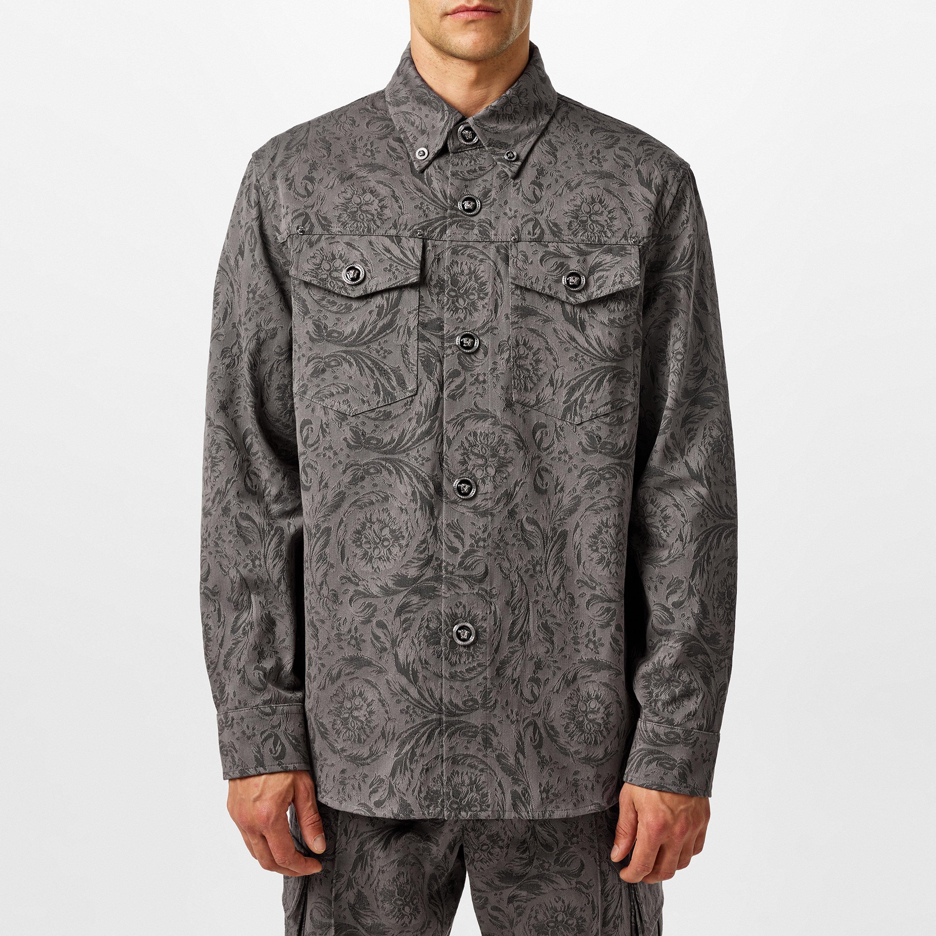 Black - Versace - Barocco Jacquard Gabardine Overshirt - 3