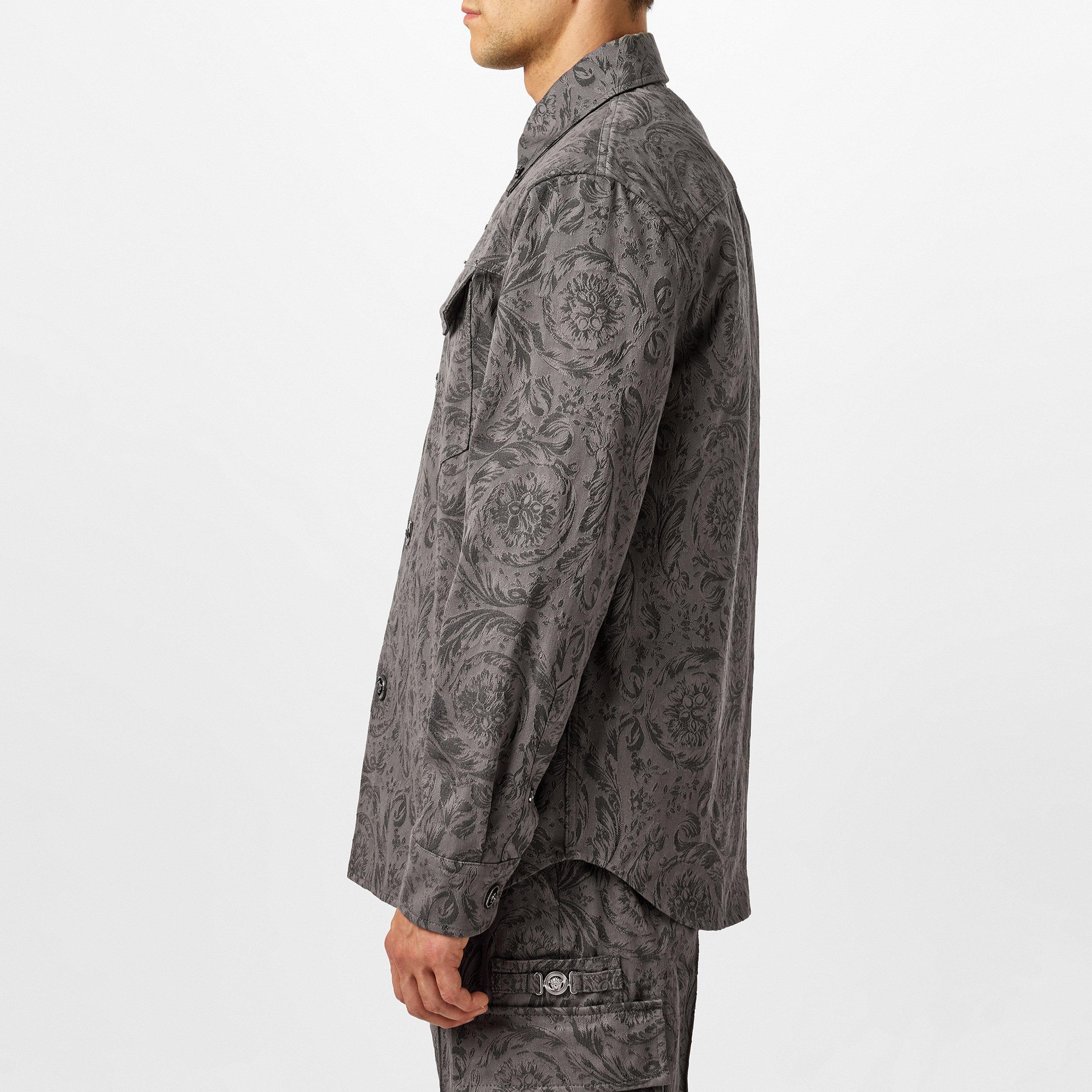 Black - Versace - Barocco Jacquard Gabardine Overshirt - 5