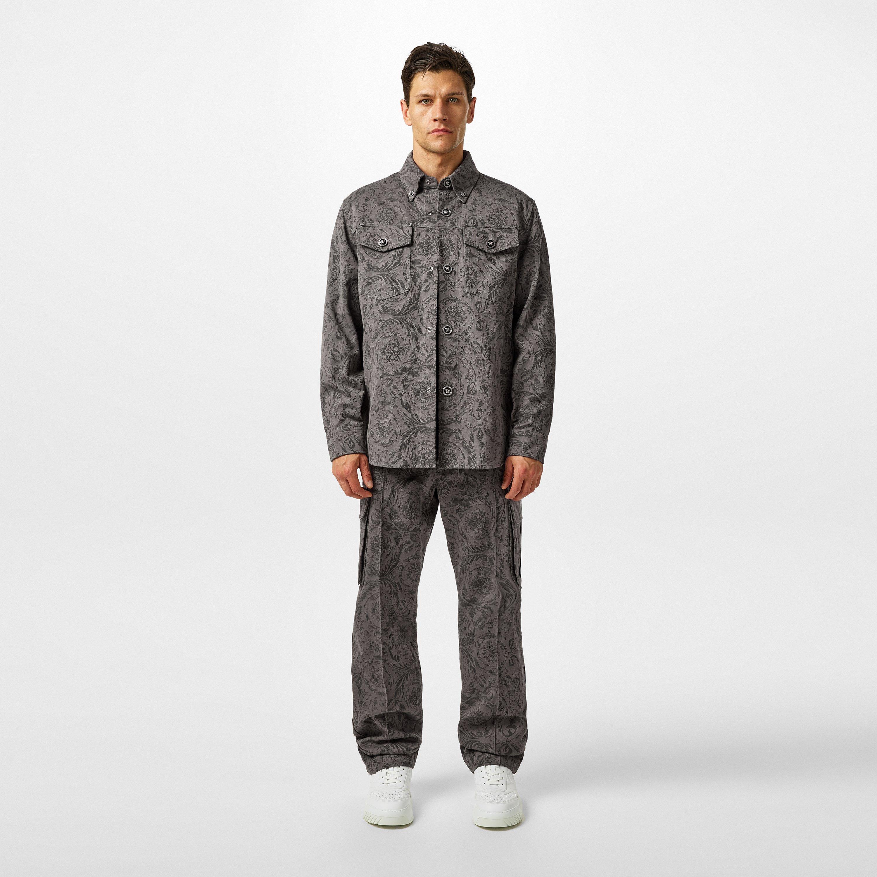 Black - Versace - Barocco Jacquard Gabardine Overshirt - 6