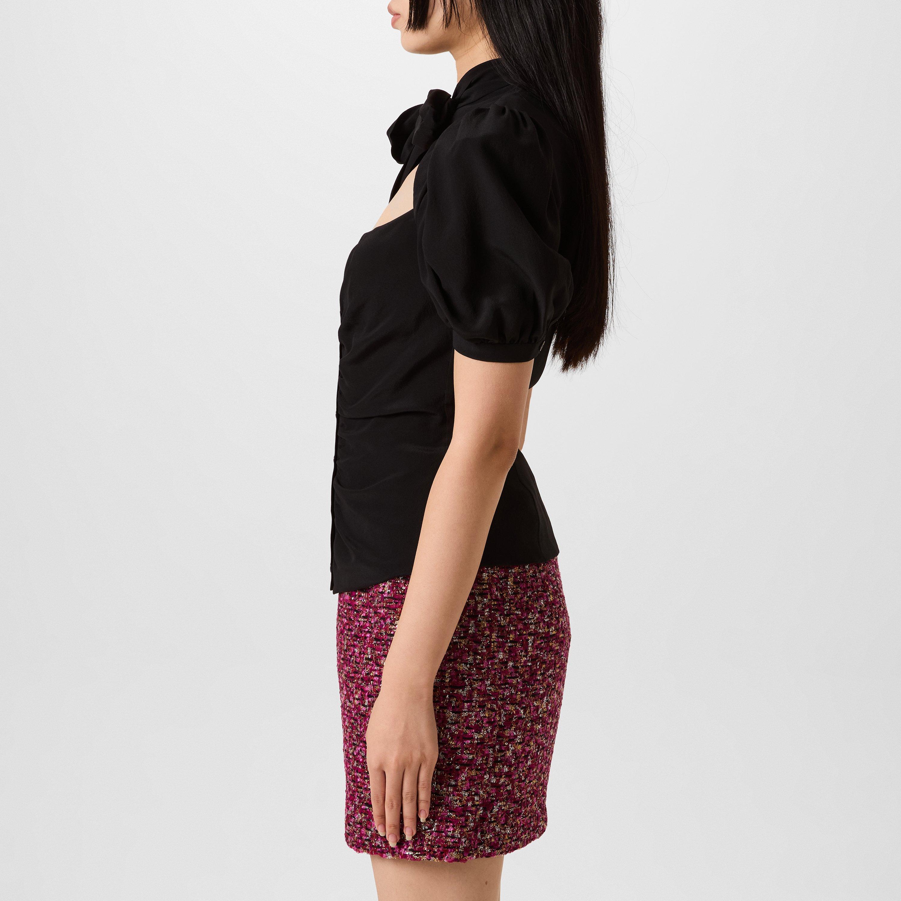 Black - Alessandra Rich - Draped Bow Blouse - 2