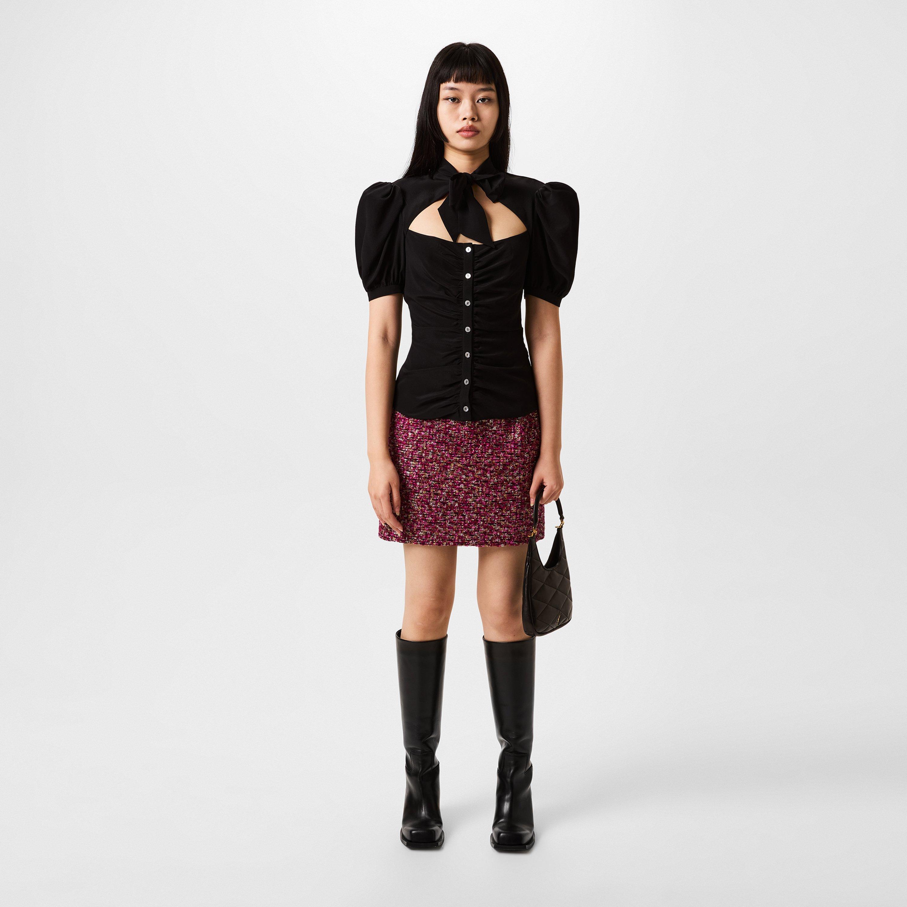 Black - Alessandra Rich - Draped Bow Blouse - 4