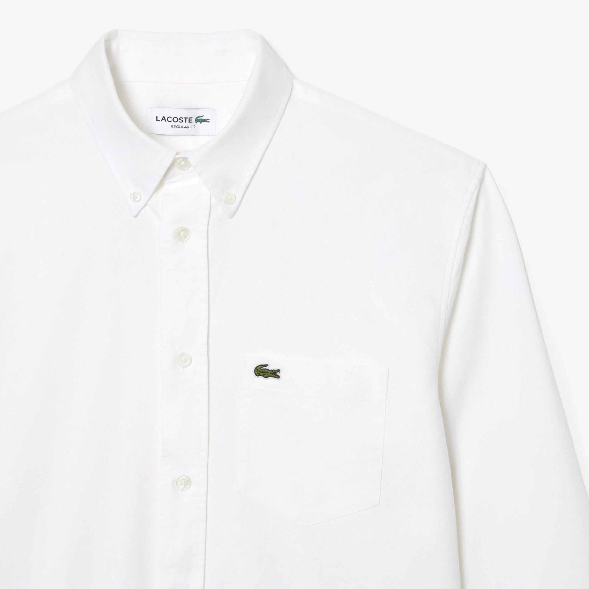WHITE - Lacoste - Mens Long Sleeved Oxford Cotton Shirt - 2