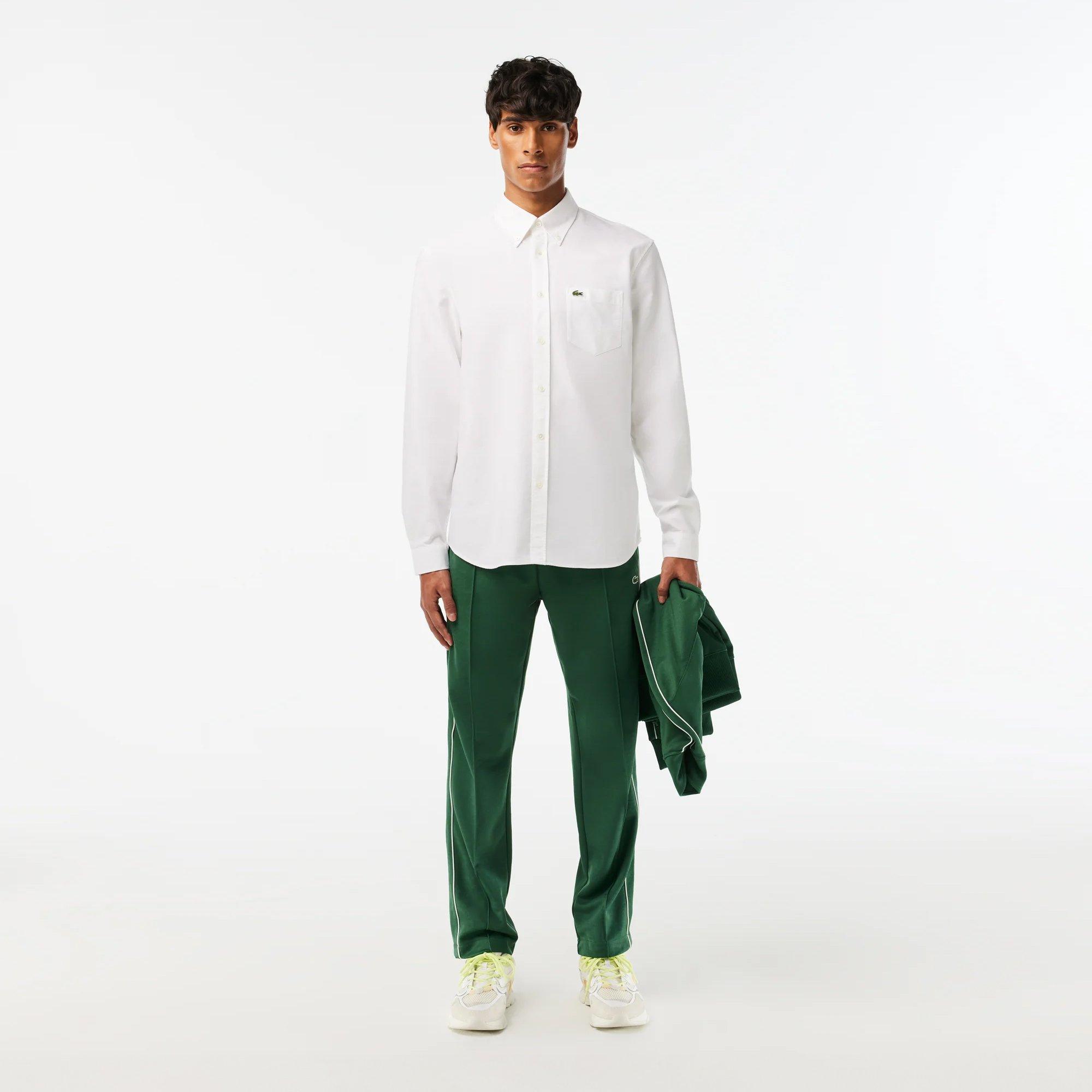 WHITE - Lacoste - Mens Long Sleeved Oxford Cotton Shirt - 6