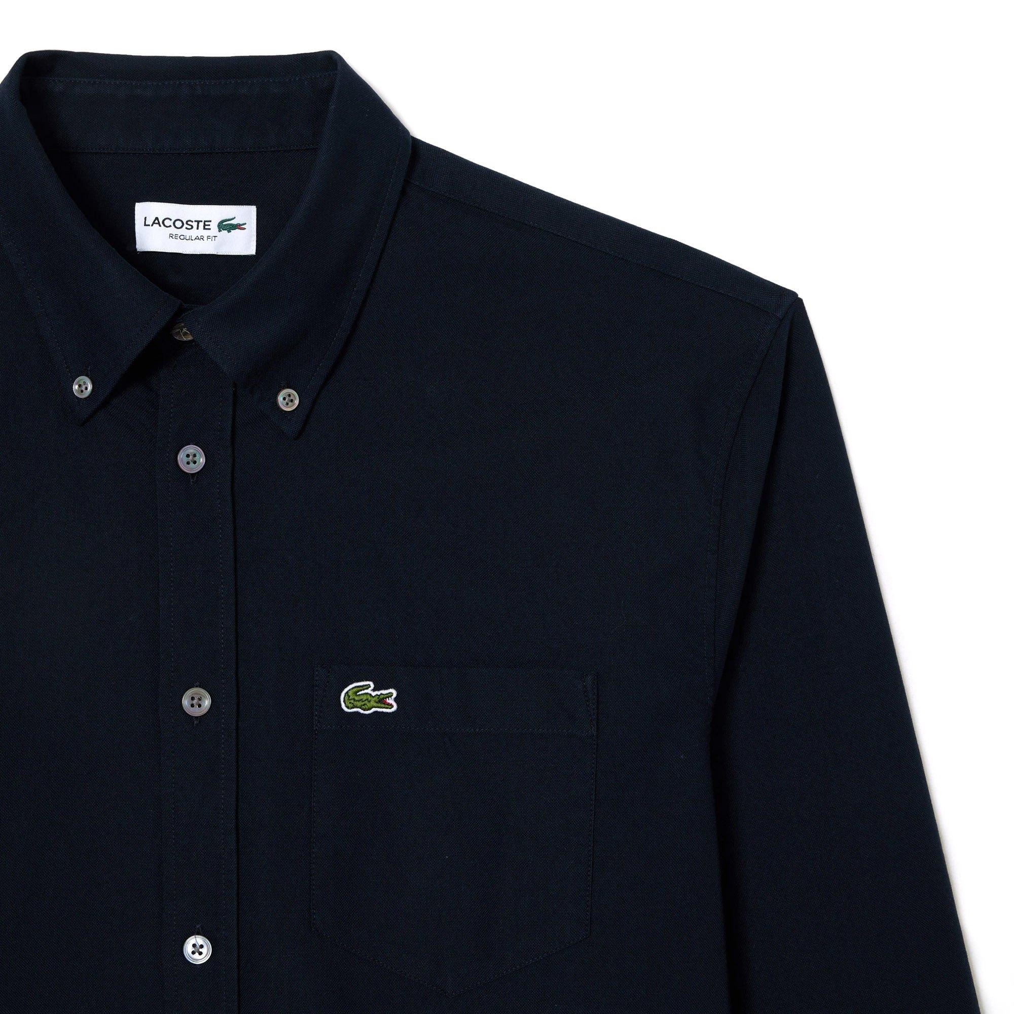 NAVY BLUE - Lacoste - Mens Long Sleeved Oxford Cotton Shirt - 2