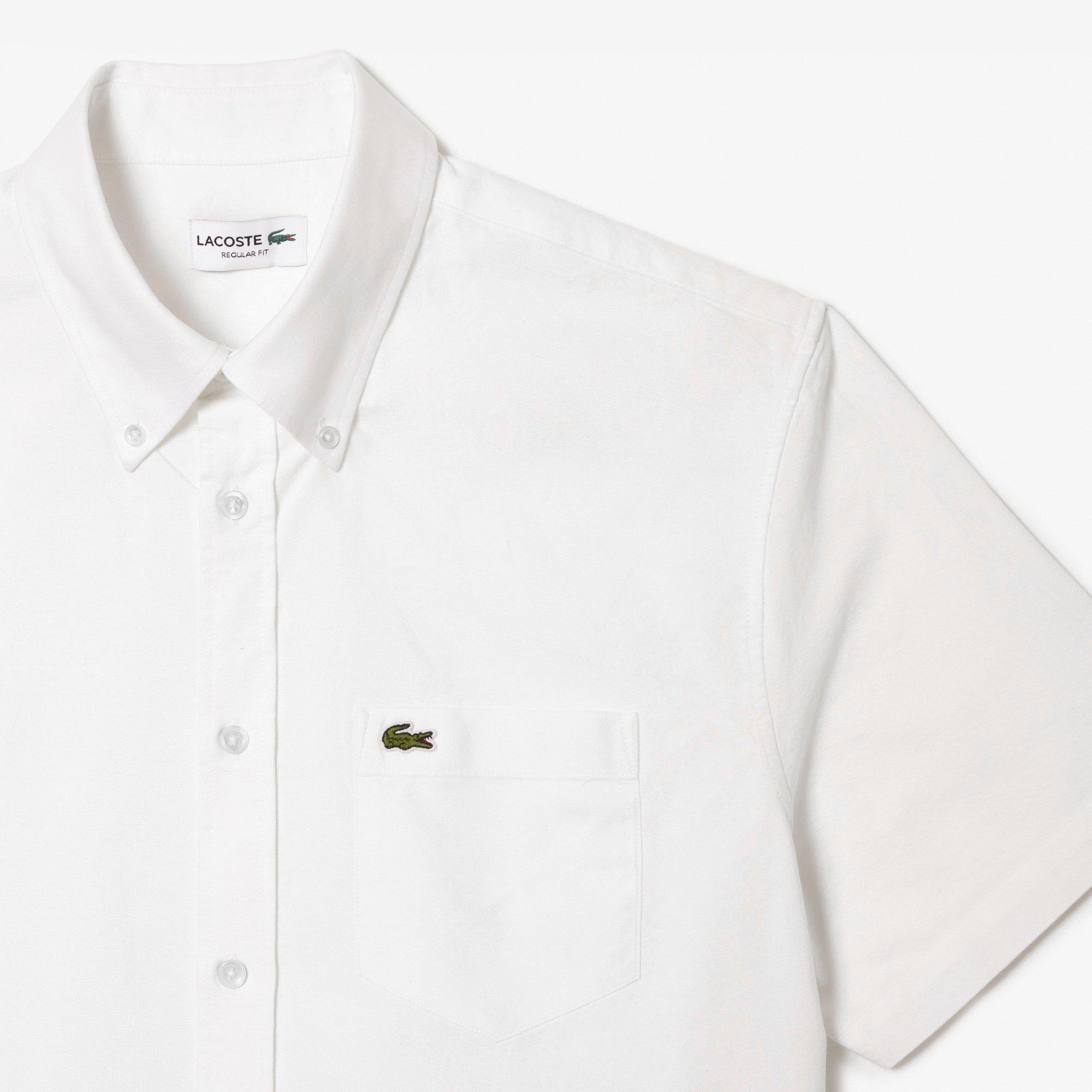 WHITE - Lacoste - Mens Regular Fit Short Sleeved Oxford Shirt - 2