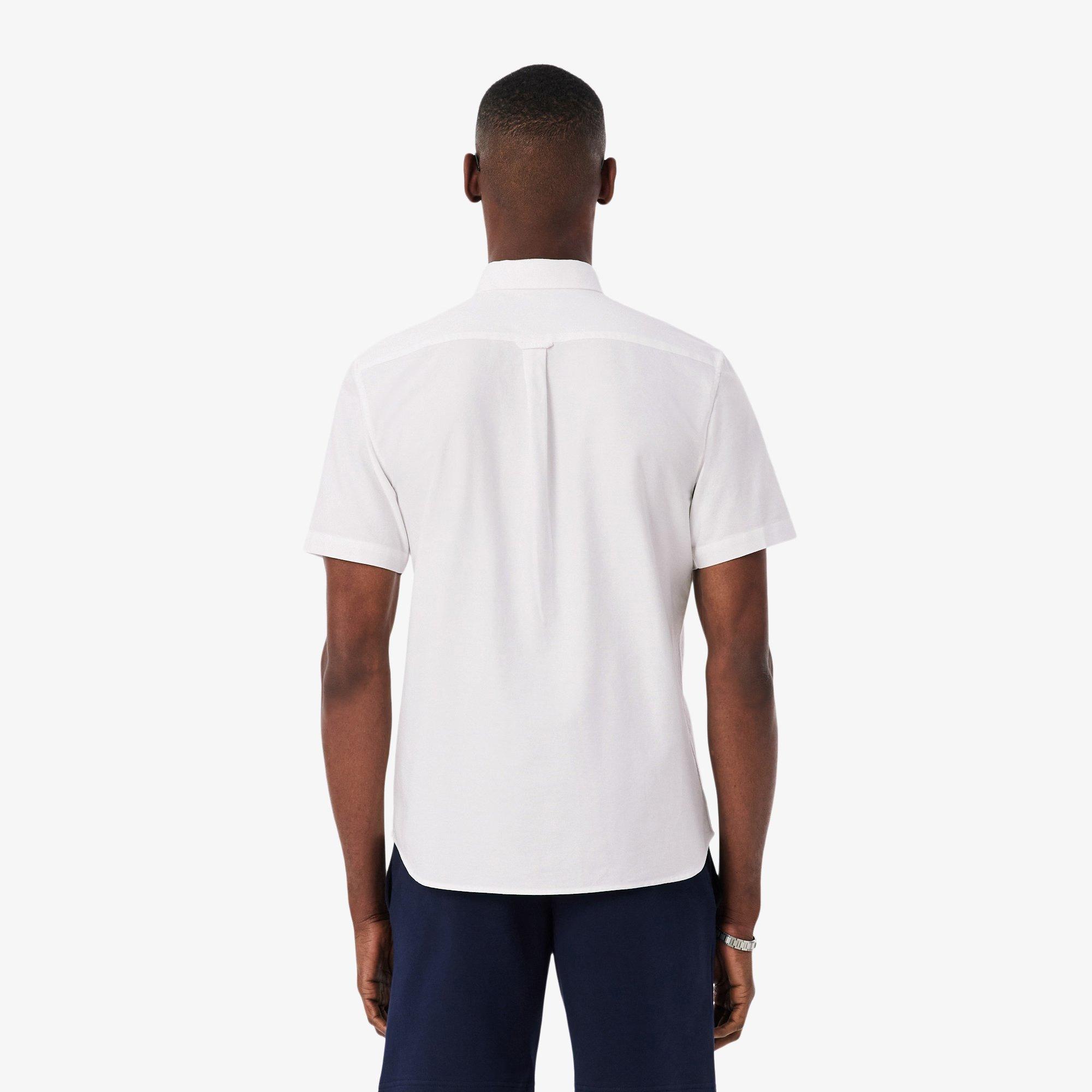 WHITE - Lacoste - Mens Regular Fit Short Sleeved Oxford Shirt - 5