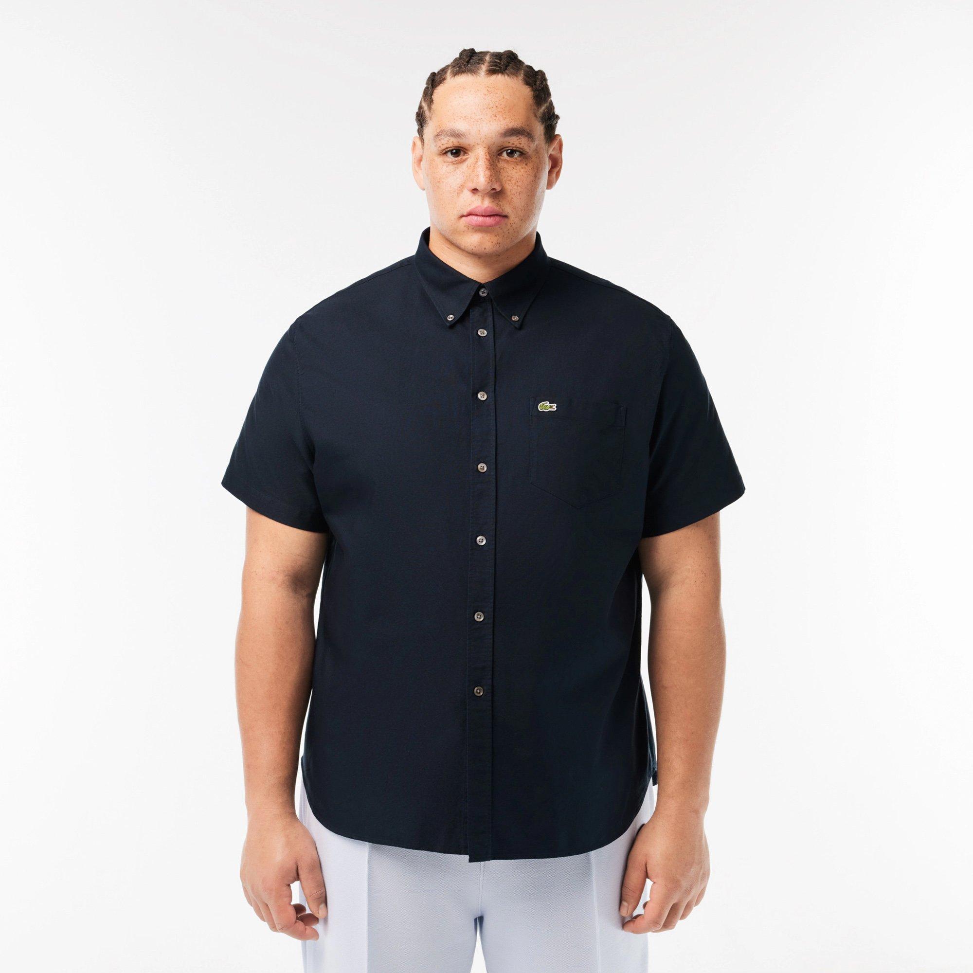 NAVY BLUE - Lacoste - Mens Regular Fit Short Sleeved Oxford Shirt - 6