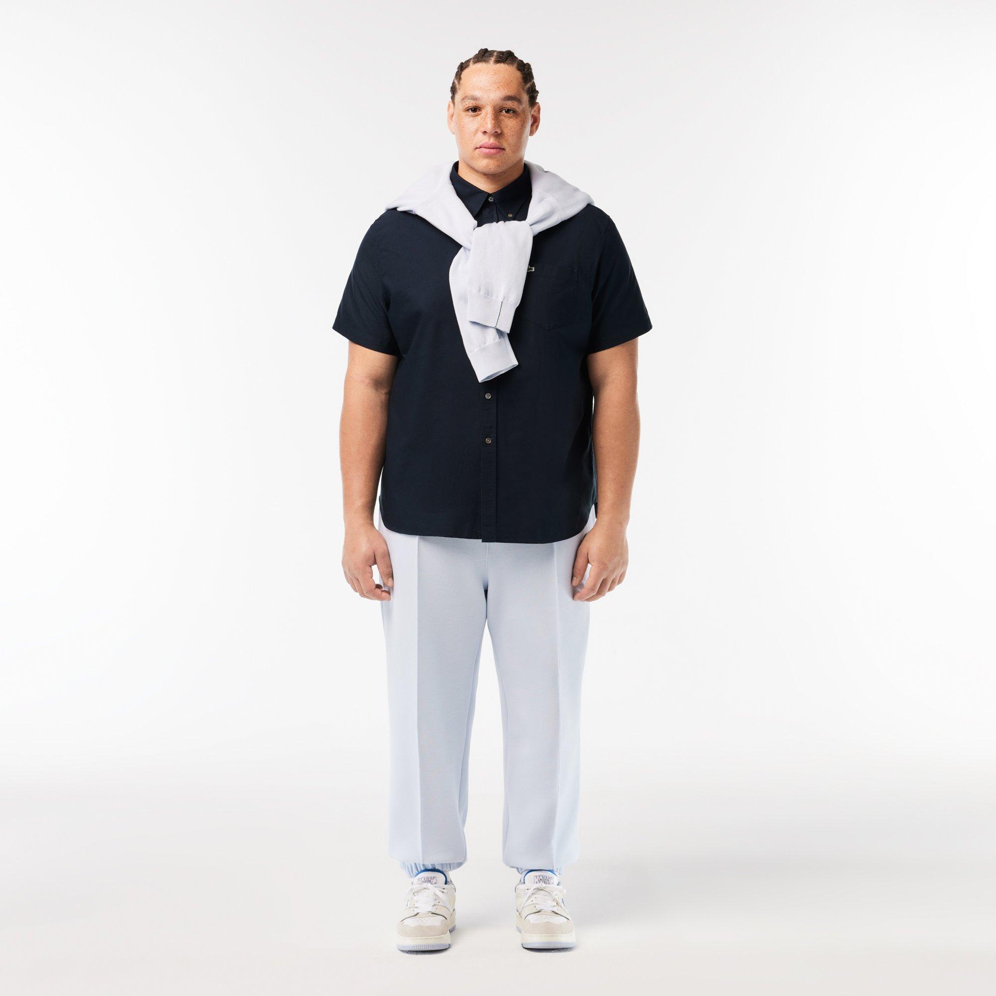 NAVY BLUE - Lacoste - Mens Regular Fit Short Sleeved Oxford Shirt - 8