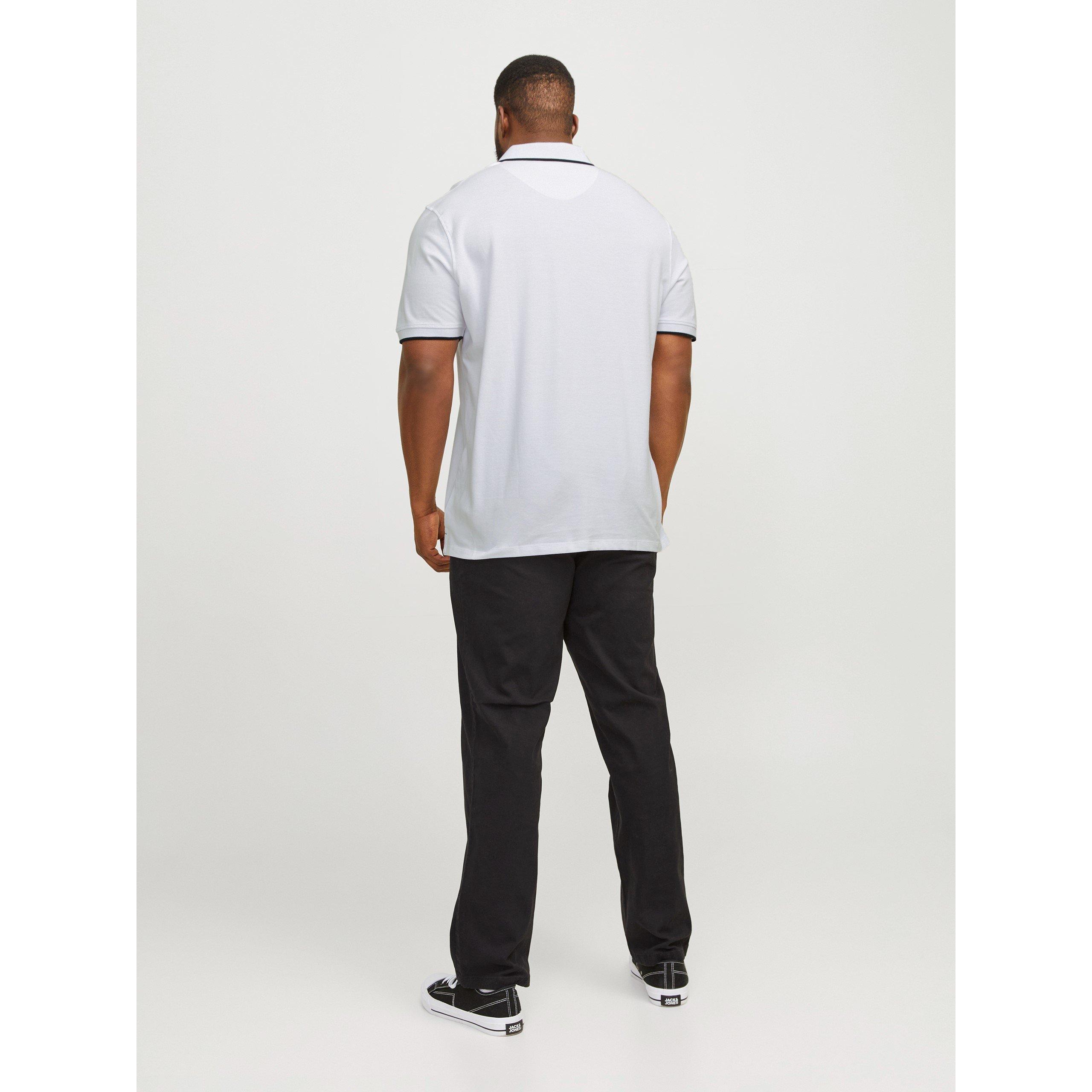 Hvid - Jack and Jones - Jack+ Paulos Tipped Pique Short Sleeve Polo Shirt Mens Plus Size - 4