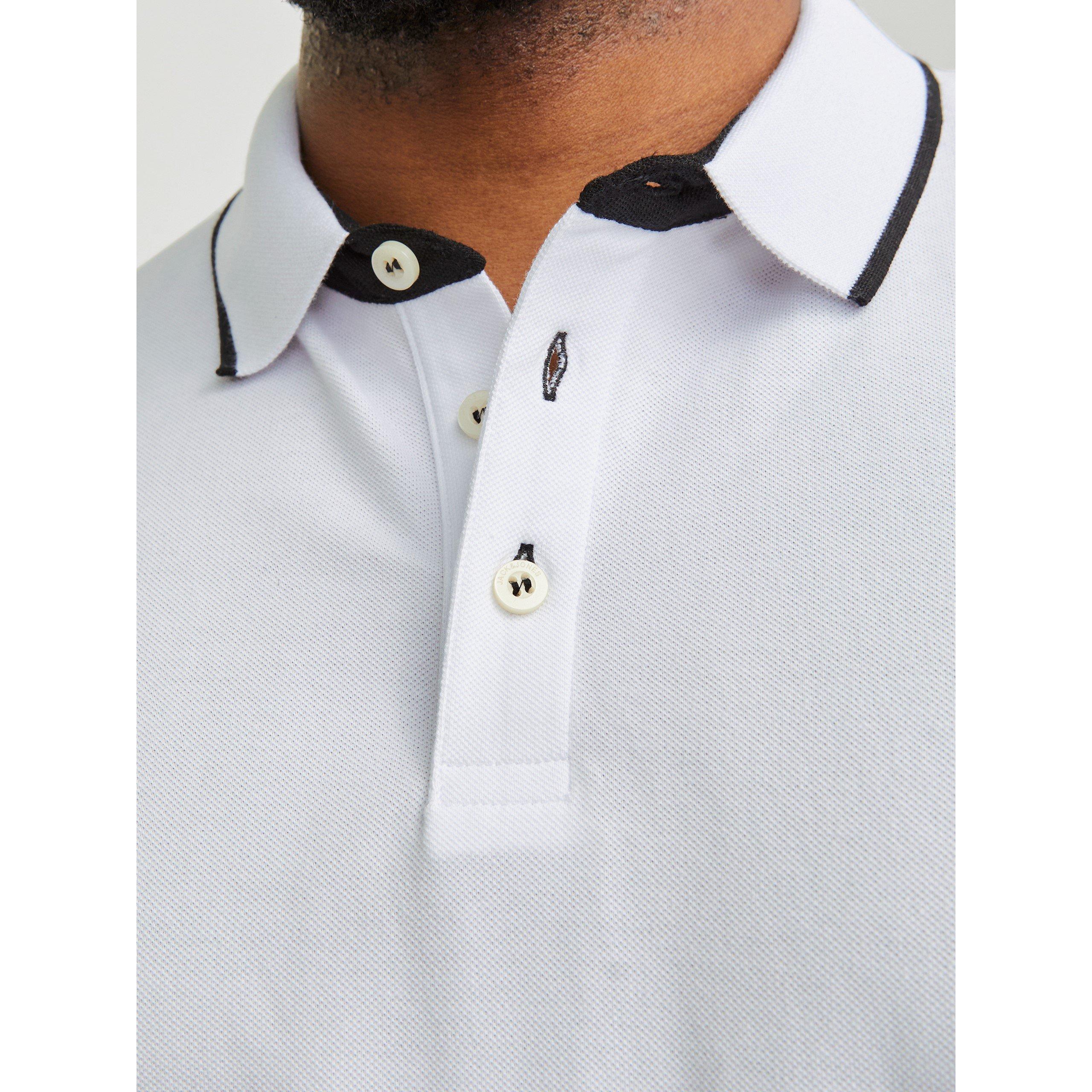 Hvid - Jack and Jones - Jack+ Paulos Tipped Pique Short Sleeve Polo Shirt Mens Plus Size - 5