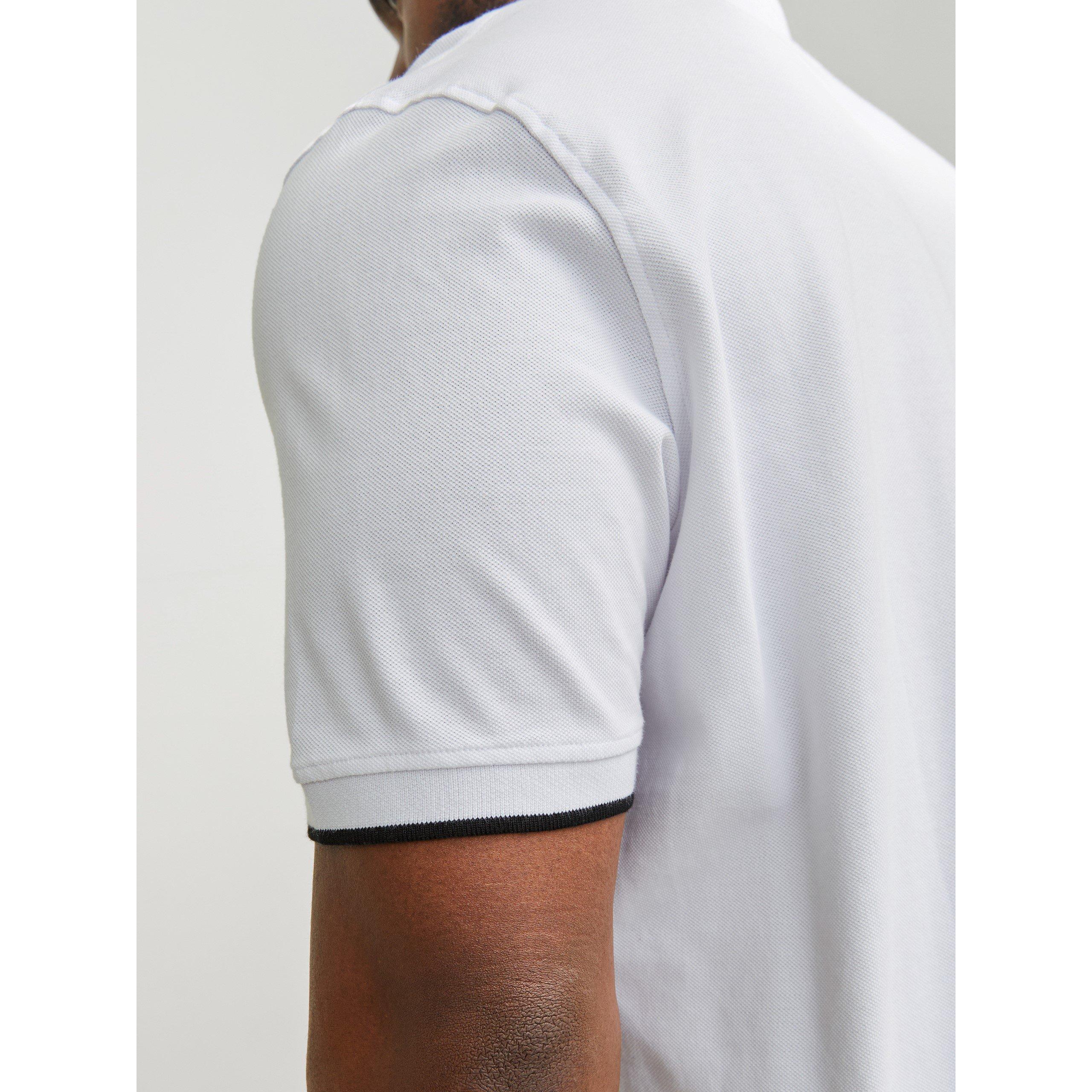 Hvid - Jack and Jones - Jack+ Paulos Tipped Pique Short Sleeve Polo Shirt Mens Plus Size - 6