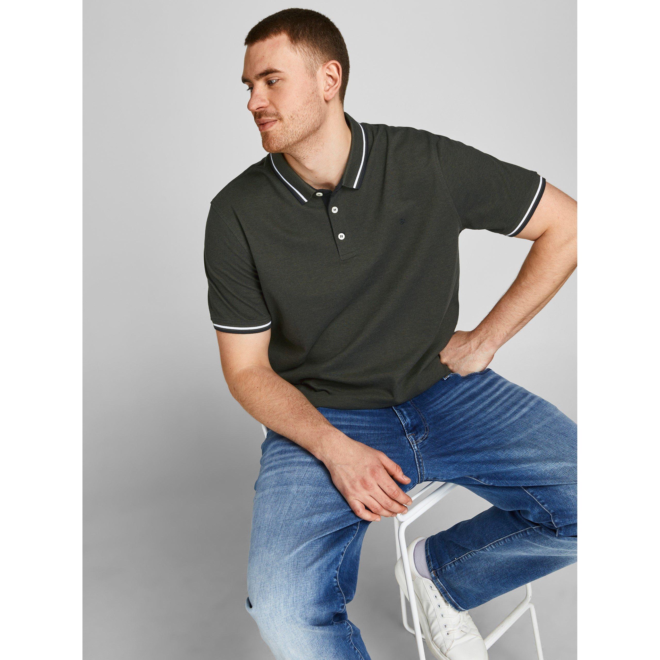 Waldnacht - Jack and Jones - Paulos Tipped Pique Short Sleeve Polo Shirt Mens Plus Size - 8