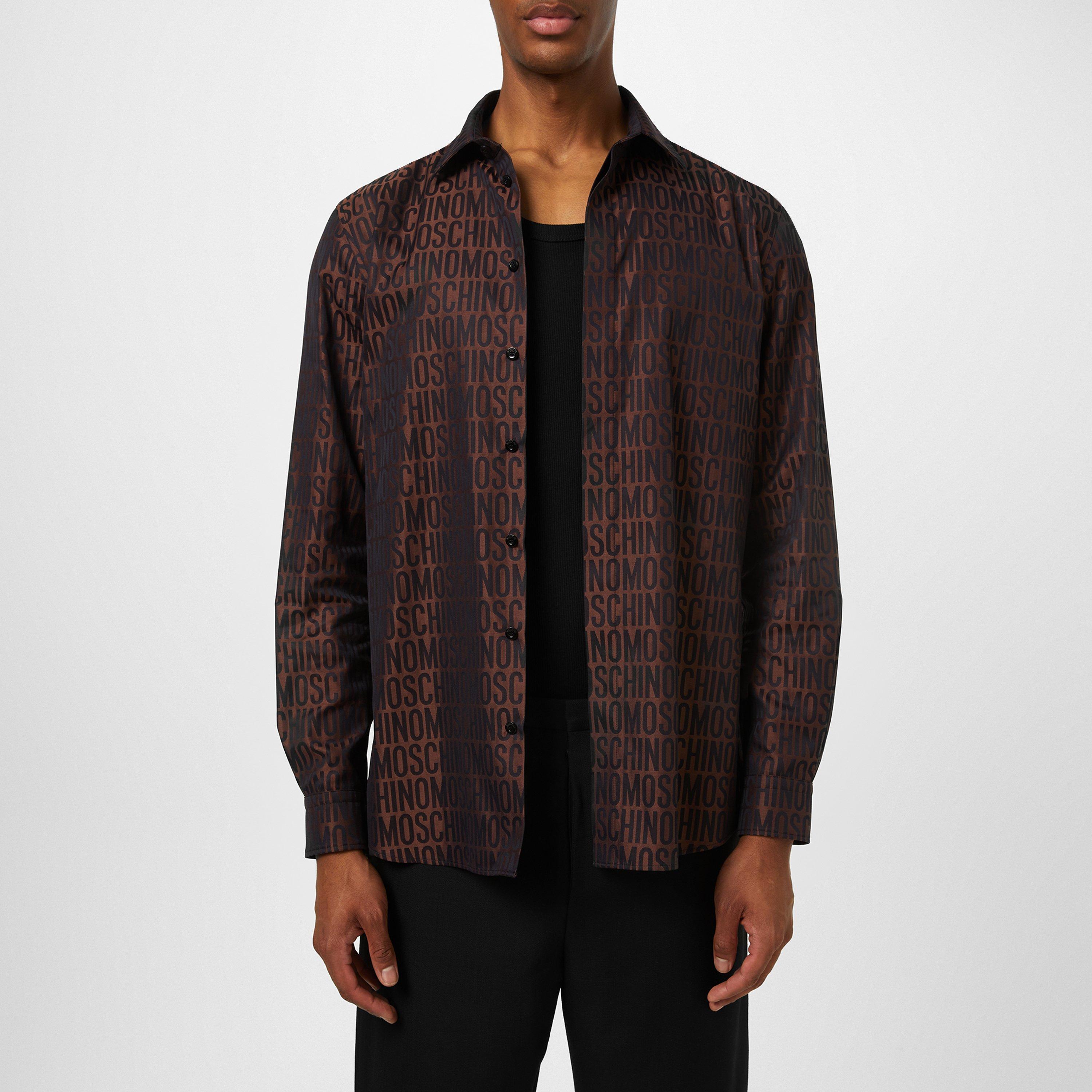 Fantasy Brown - Moschino - Men's Logo Print Poplin Long-Sleeve Patterned Shirt - 1