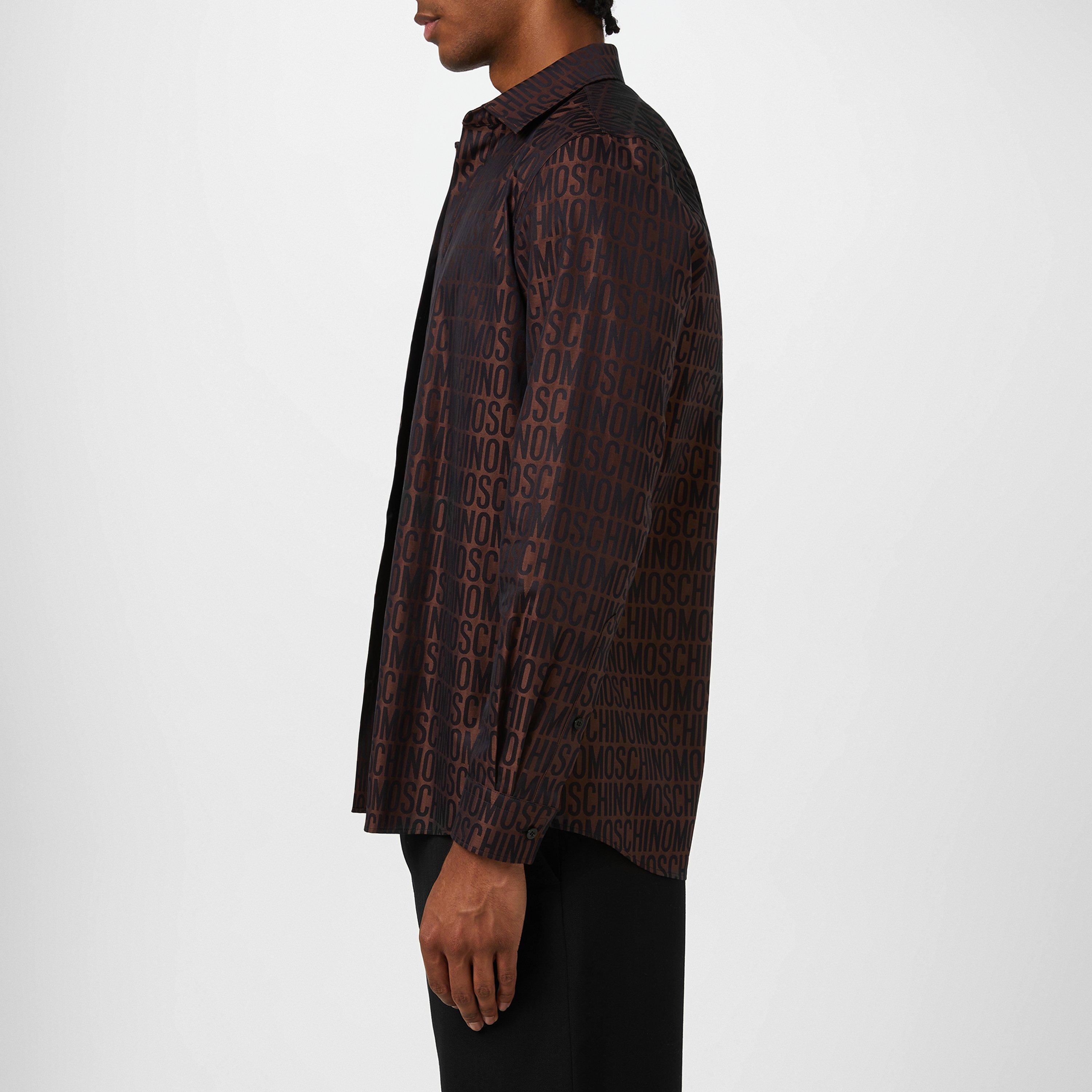 Fantasy Brown - Moschino - Men's Logo Print Poplin Long-Sleeve Patterned Shirt - 2