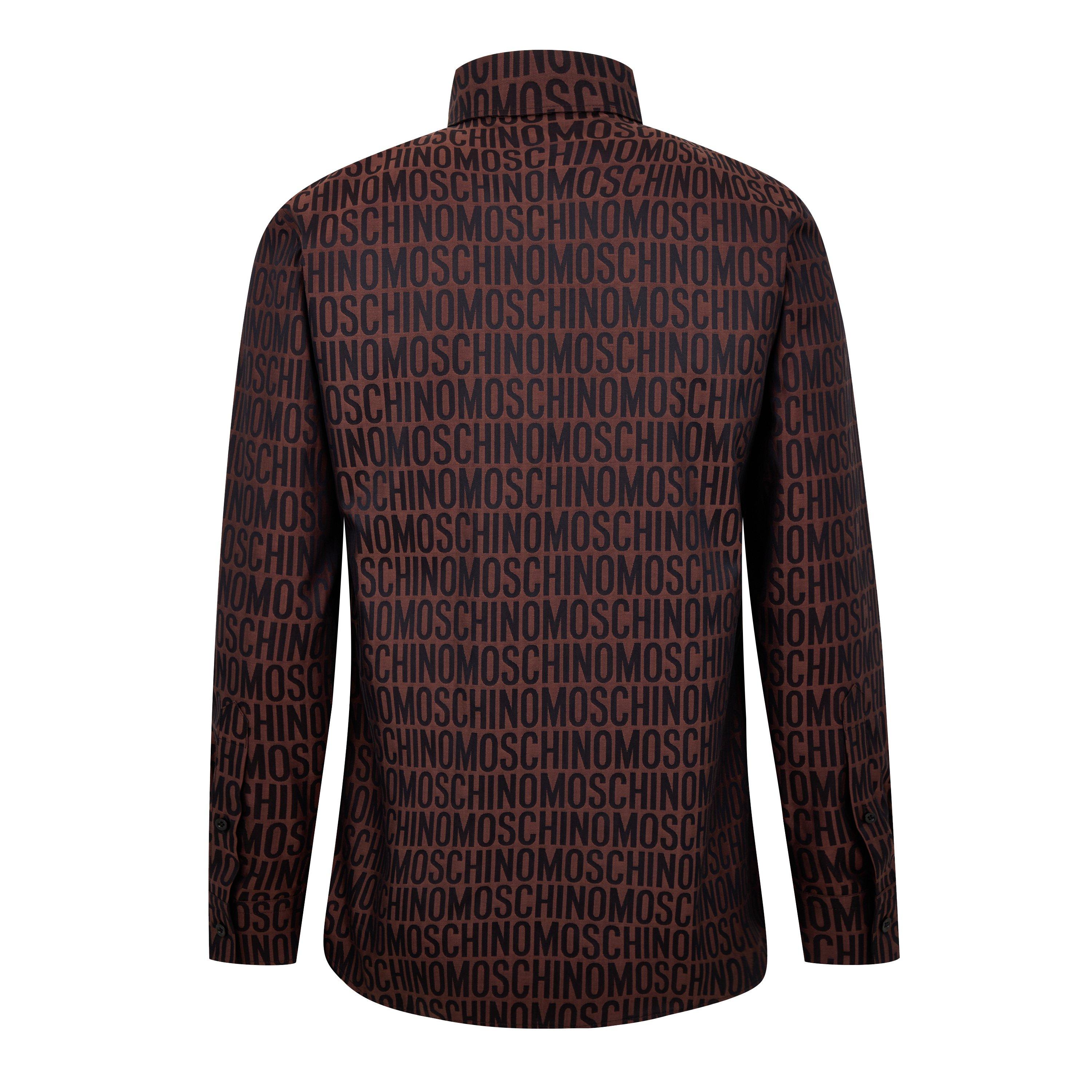 Fantasy Brown - Moschino - Men's Logo Print Poplin Long-Sleeve Patterned Shirt - 6
