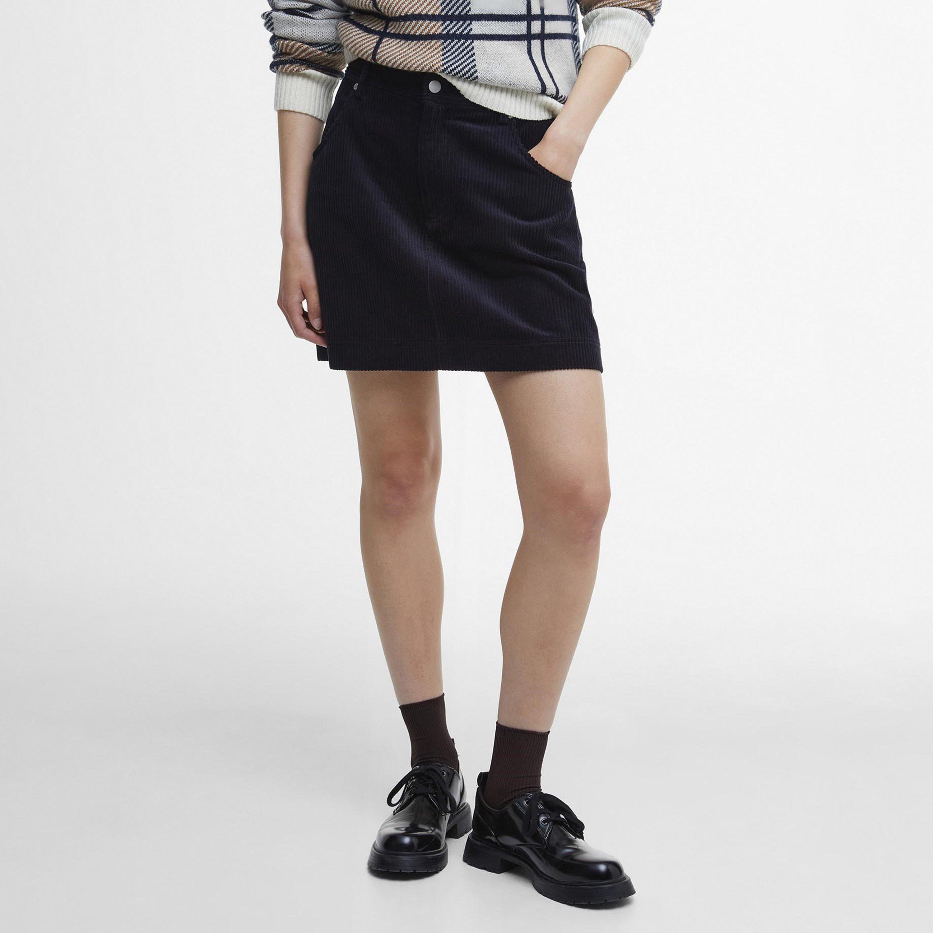 Navy - Barbour - Tessa Cord Mini Skirt - 2