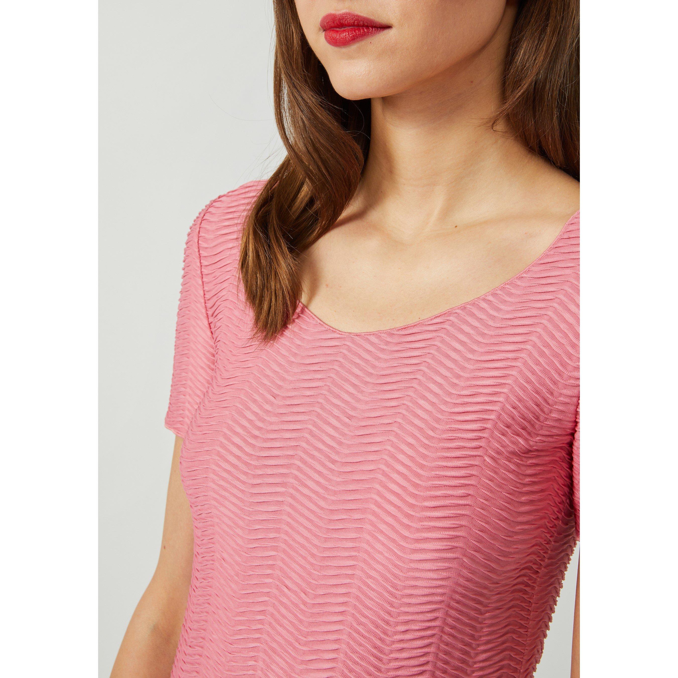 Pink - Emporio Armani - Women's Scoop Neck Short-Sleeve Blouse - 2