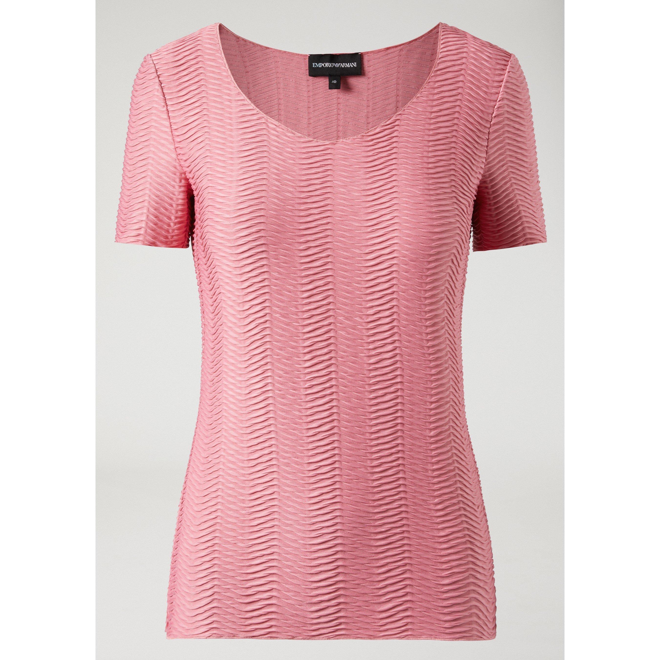 Pink - Emporio Armani - Women's Scoop Neck Short-Sleeve Blouse - 6