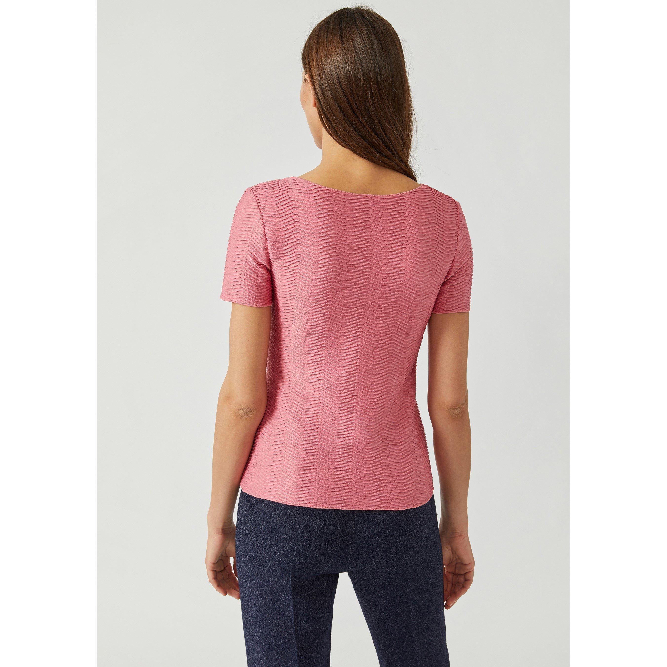 Pink - Emporio Armani - Women's Scoop Neck Short-Sleeve Blouse - 3