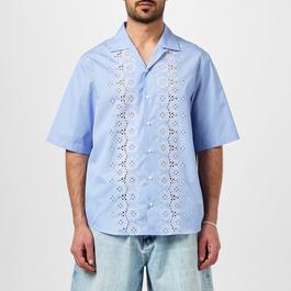 DSquared2 Floral Lace Striped Short Sleeve Shirt