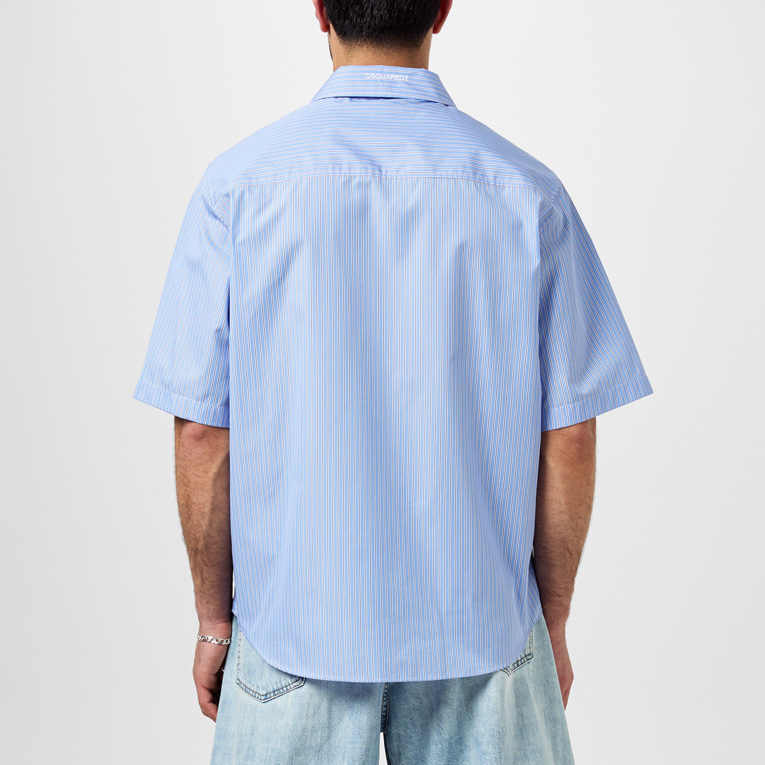 Light Blue - DSquared2 - Men's Floral Short-Sleeve Patterned Shirt - 3