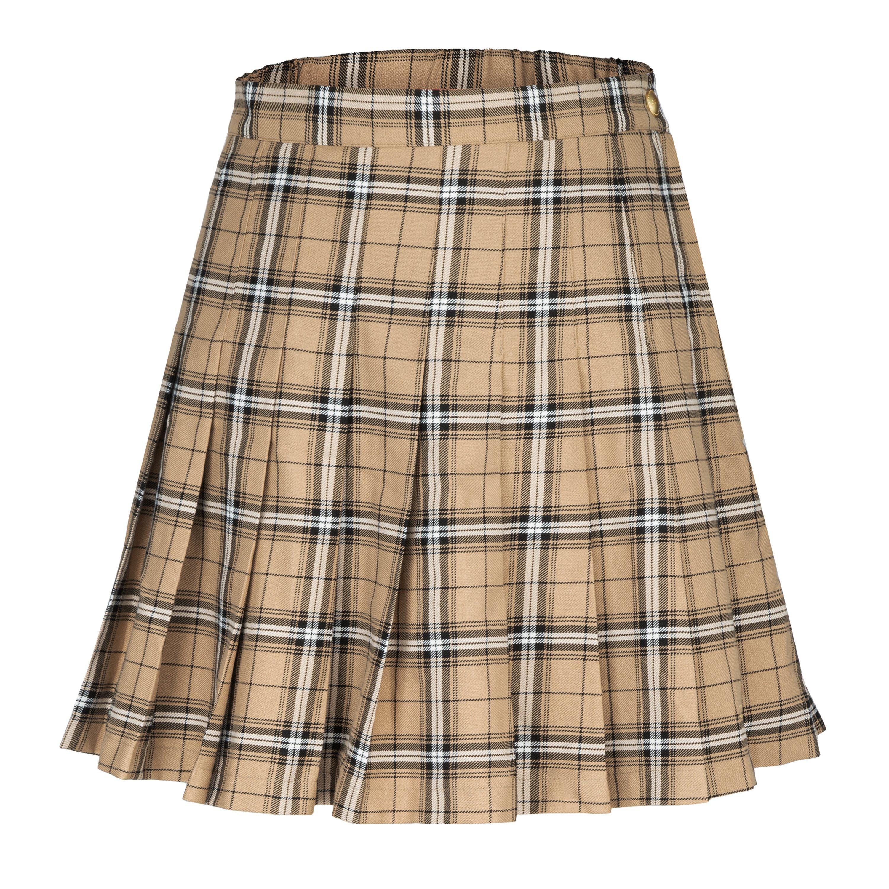 Beige - Fabric - Pleated Checked Skort - 5