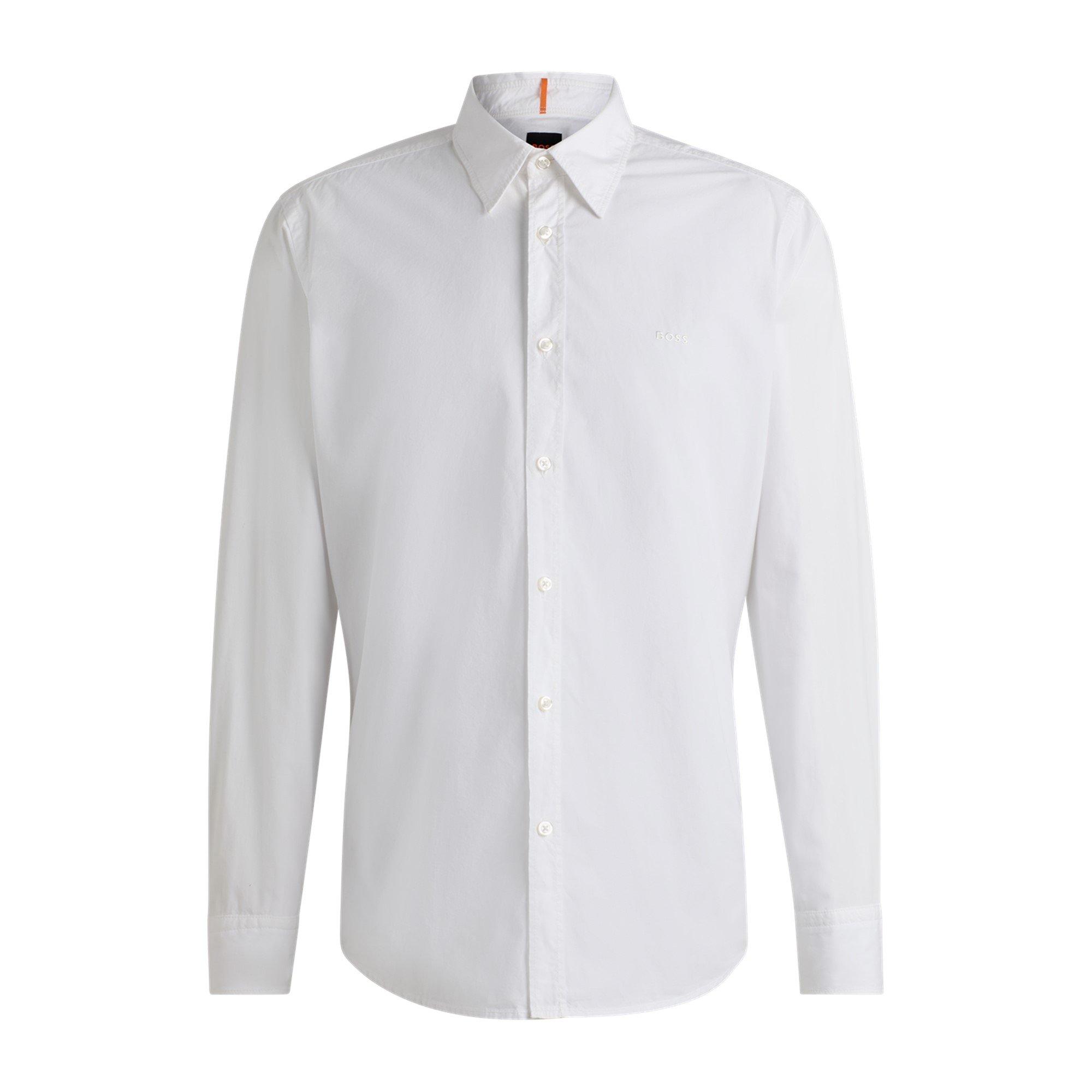 Boss Men's Relegant 6 M Plain Long-Sleeve Shirt - White 100 - S
