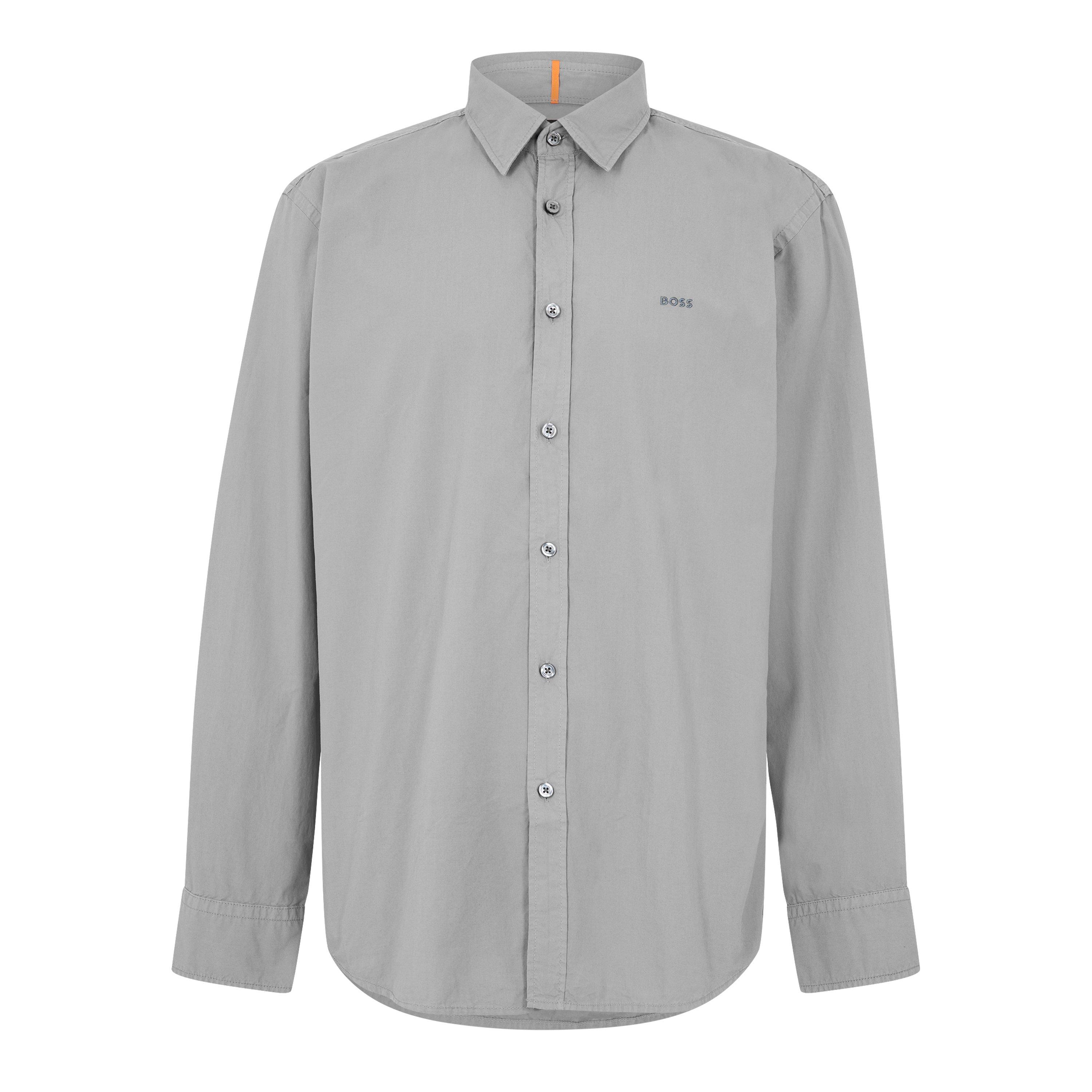 Boss Men's Relegant 6 M Plain Long-Sleeve Shirt - Open Grey - S