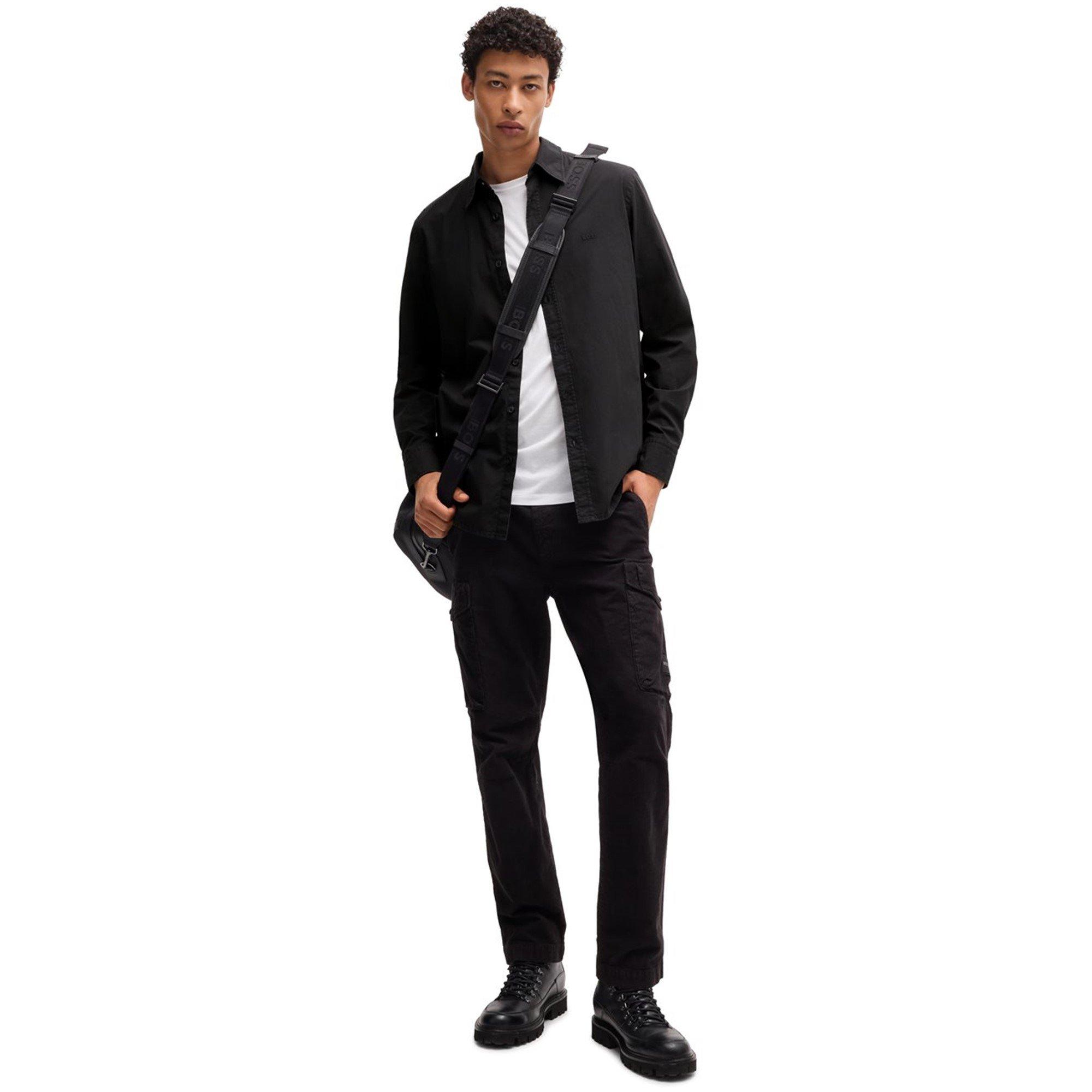 Black 001 - Boss - Men's Relegant 6 M Plain Long-Sleeve Shirt - 6