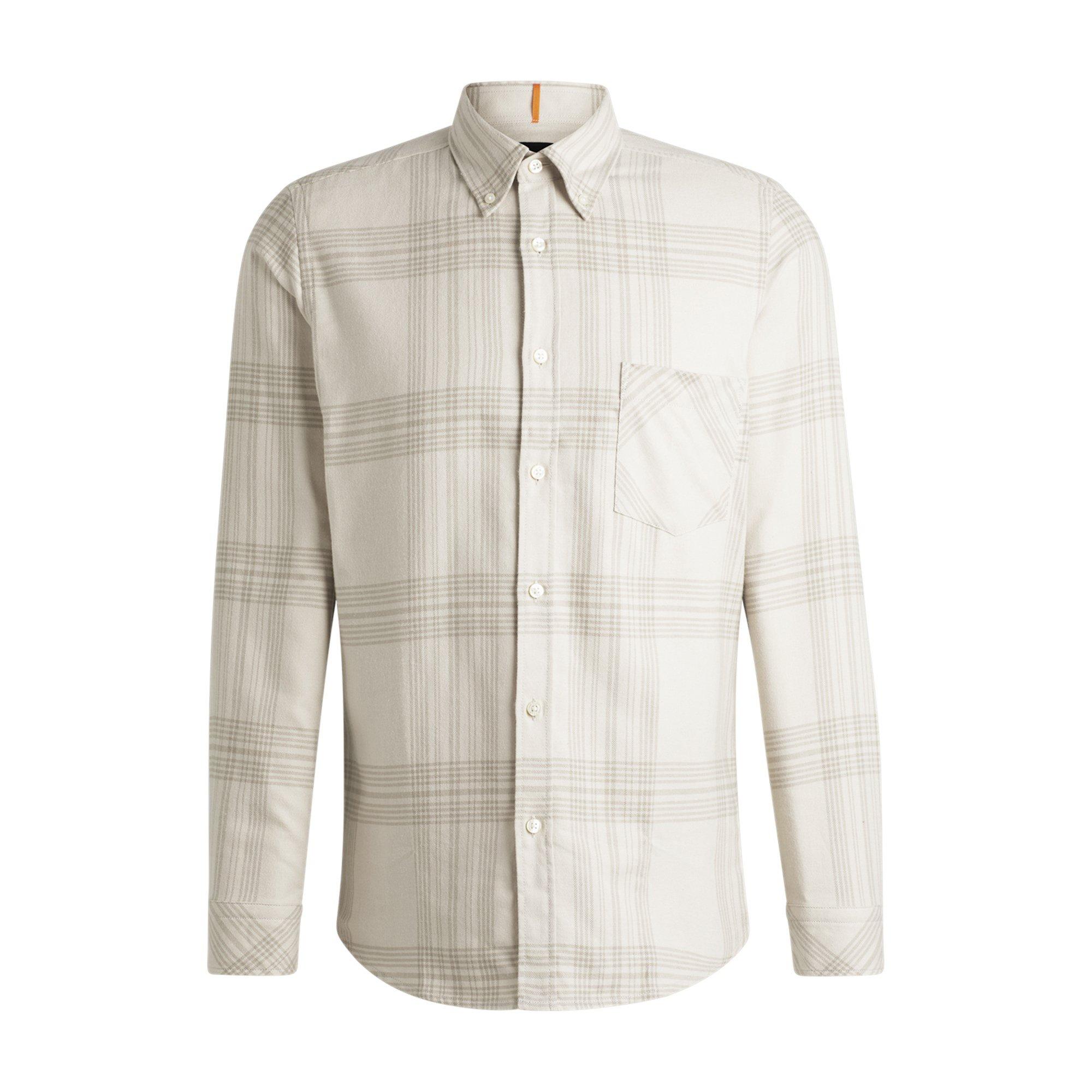 Boss Men's Rickert M Orange Long Sleeve Patterned Shirt - Light Beige 273 - M