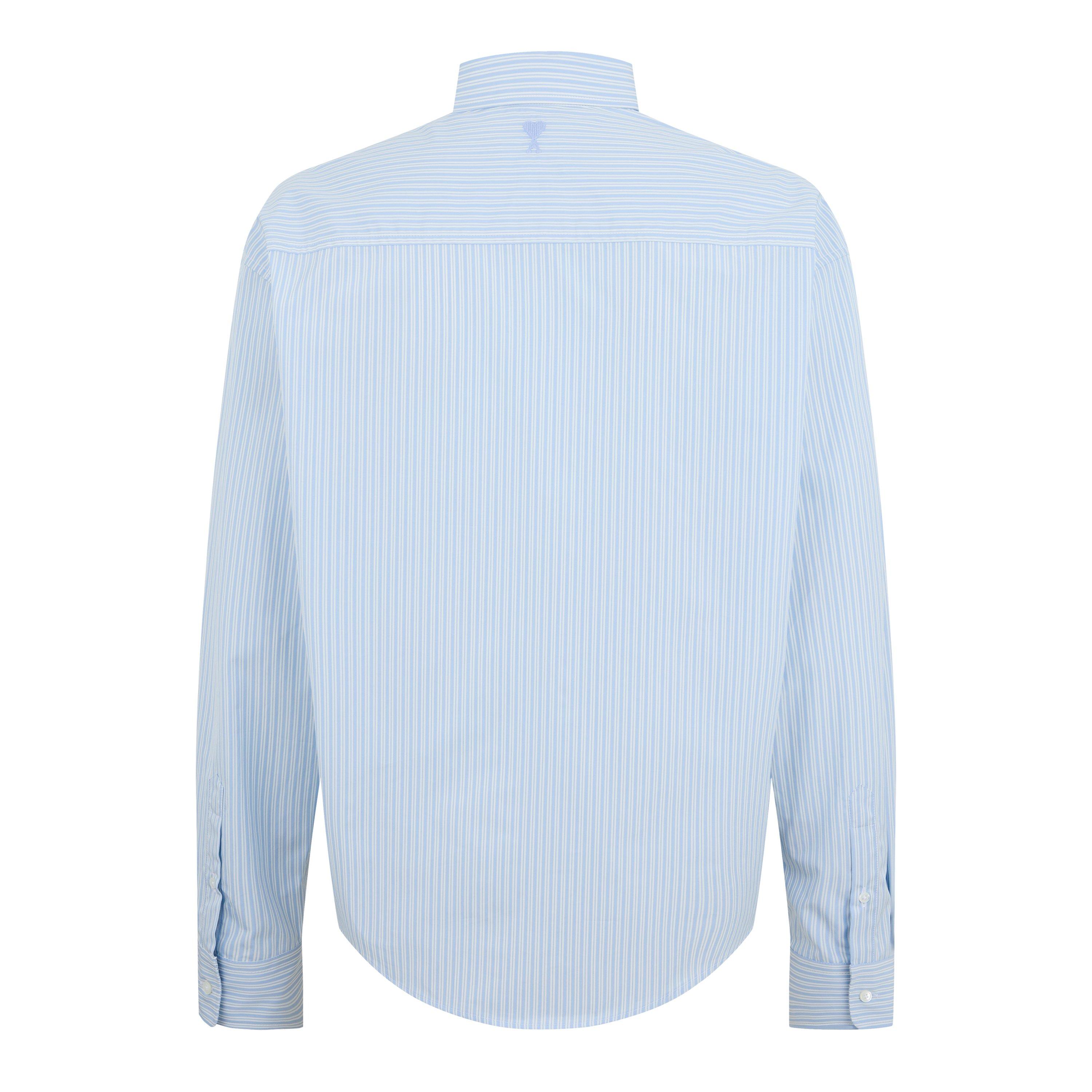 Blue/chalk 4841 - Ami Paris - Men's Pinstripe Long-Sleeve Patterned Shirt - 2