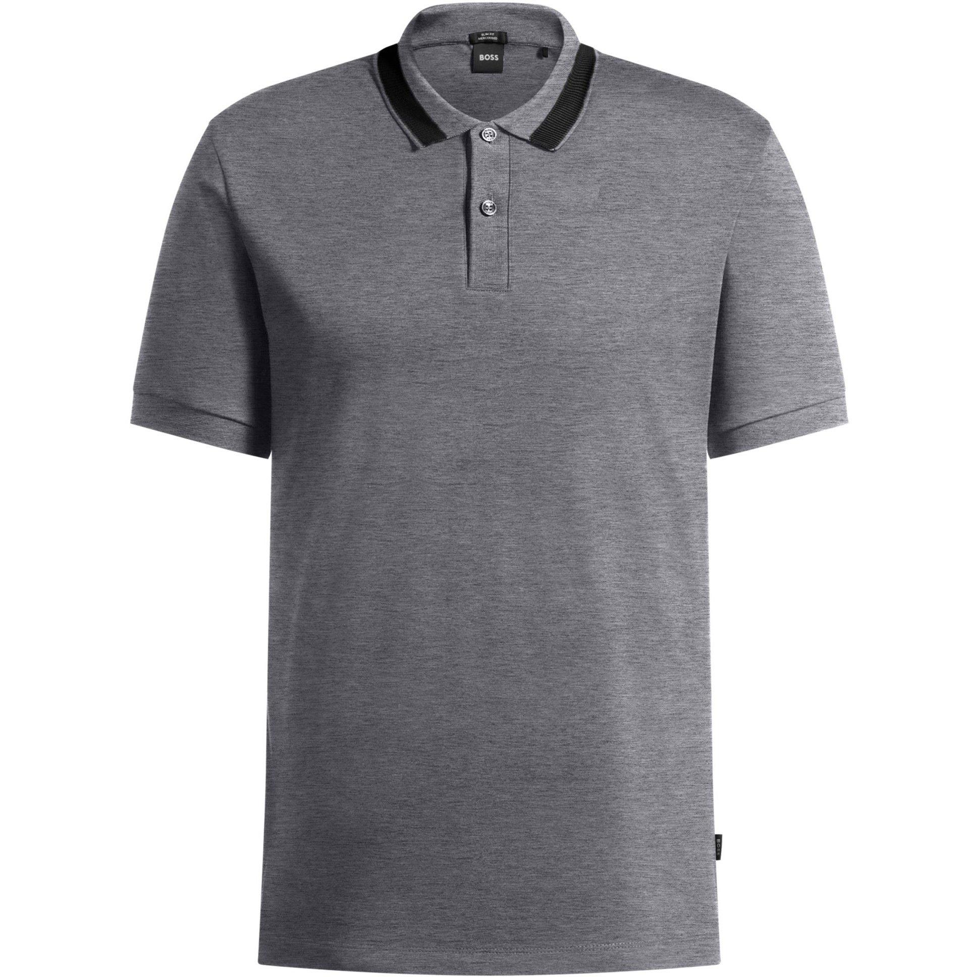 Boss Men's Phillipson Cotton Short Sleeve Slim Fit Polo Shirt - Medium Grey 030 - Medium