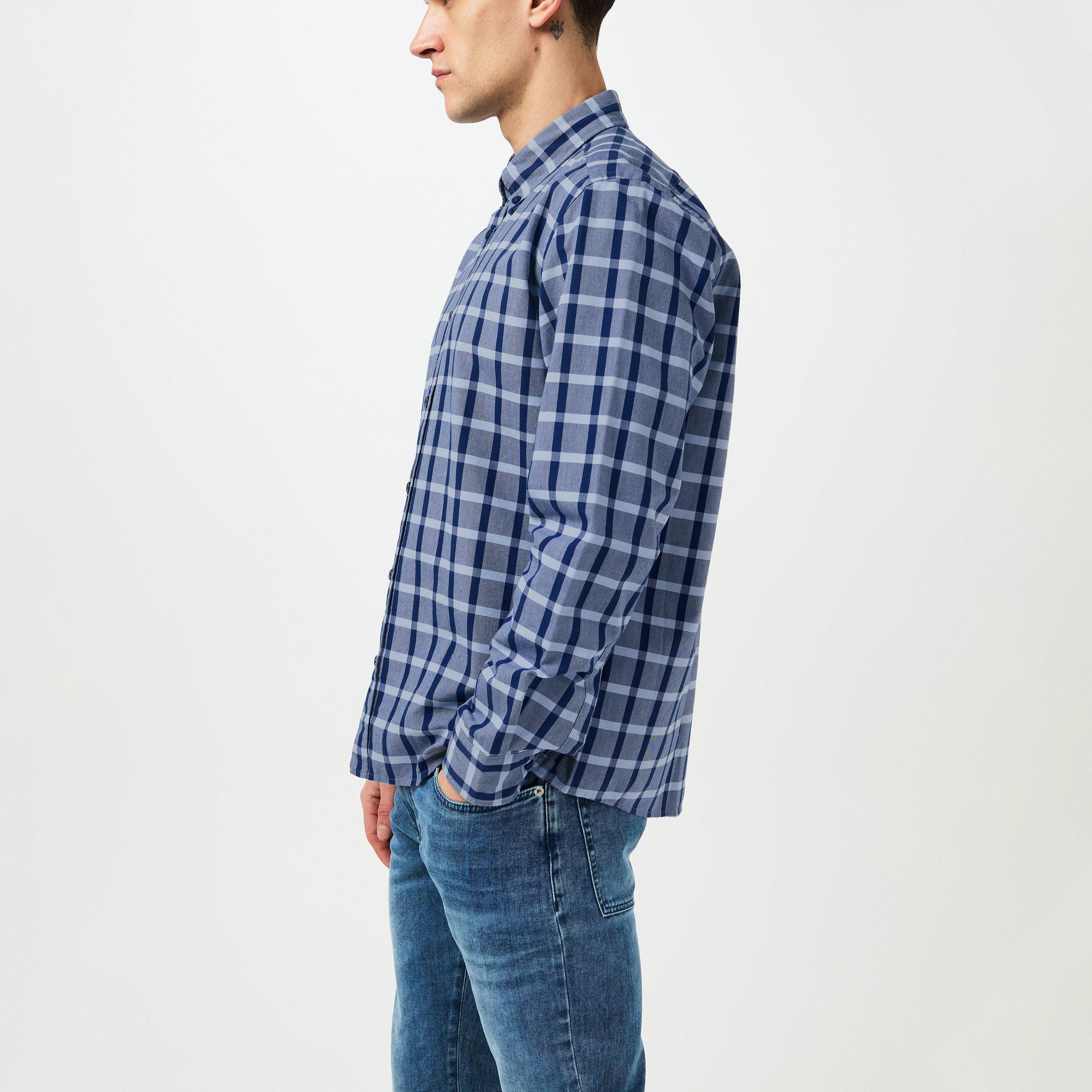 Medium Blue 425 - Boss - Men's Black Patterned Long Sleeve Shirt - 2