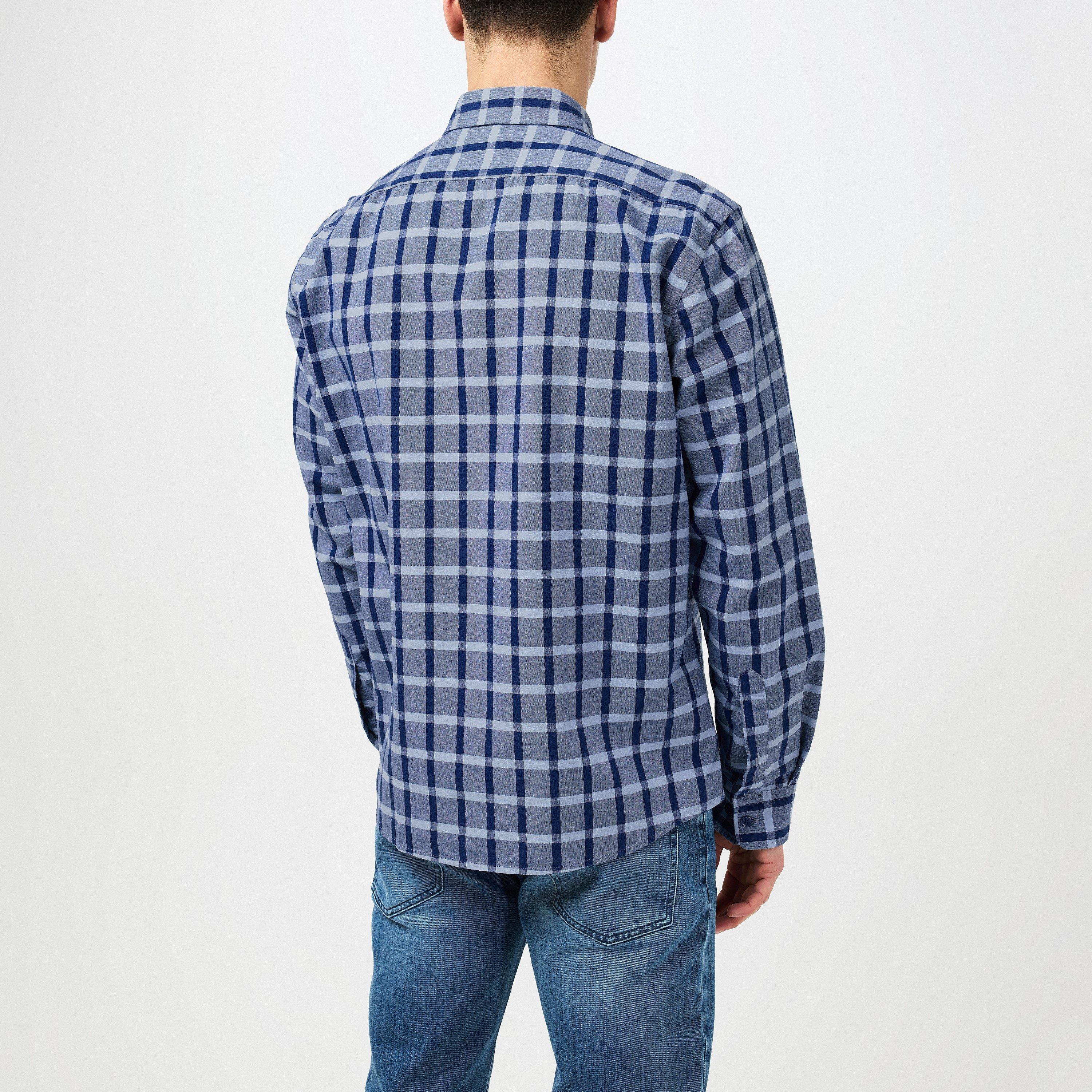 Medium Blue 425 - Boss - Men's Black Patterned Long Sleeve Shirt - 4