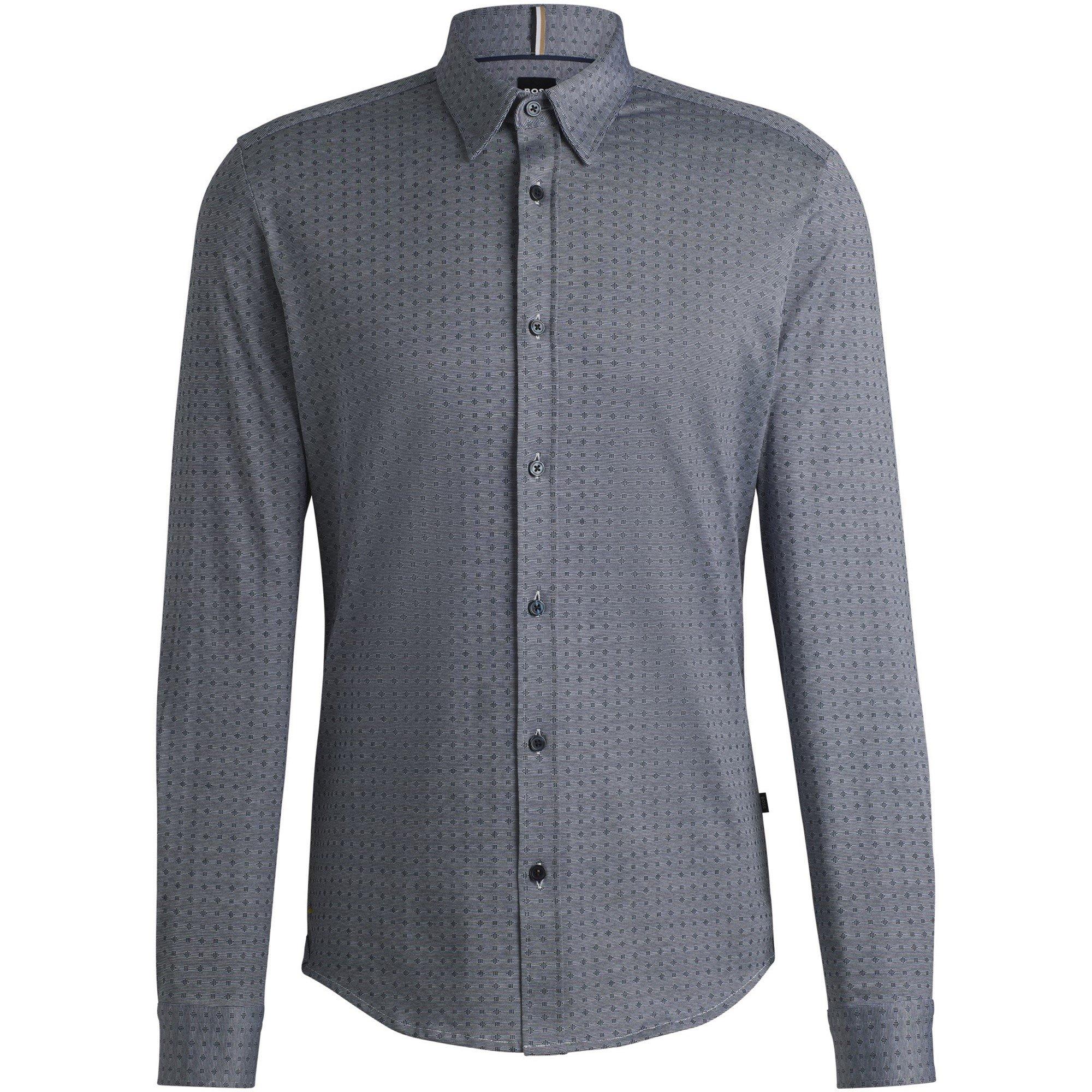Boss Men's C-Roan Kent Long Sleeve Plain Shirt - Dark Blue 404 - Small