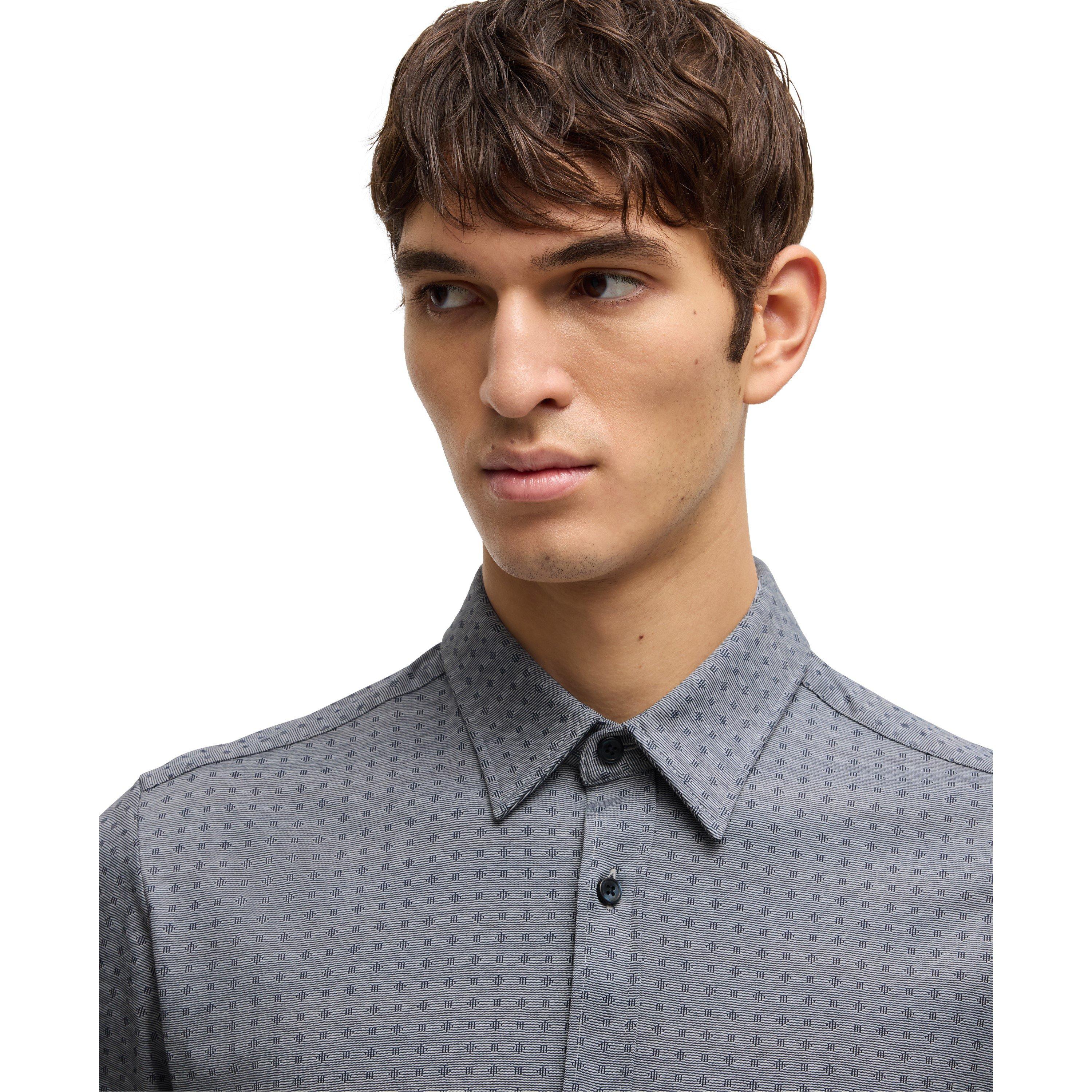 Dark Blue 404 - Boss - Men's C-Roan-Kent-C1-243 Plain Long-Sleeve Shirt - 5