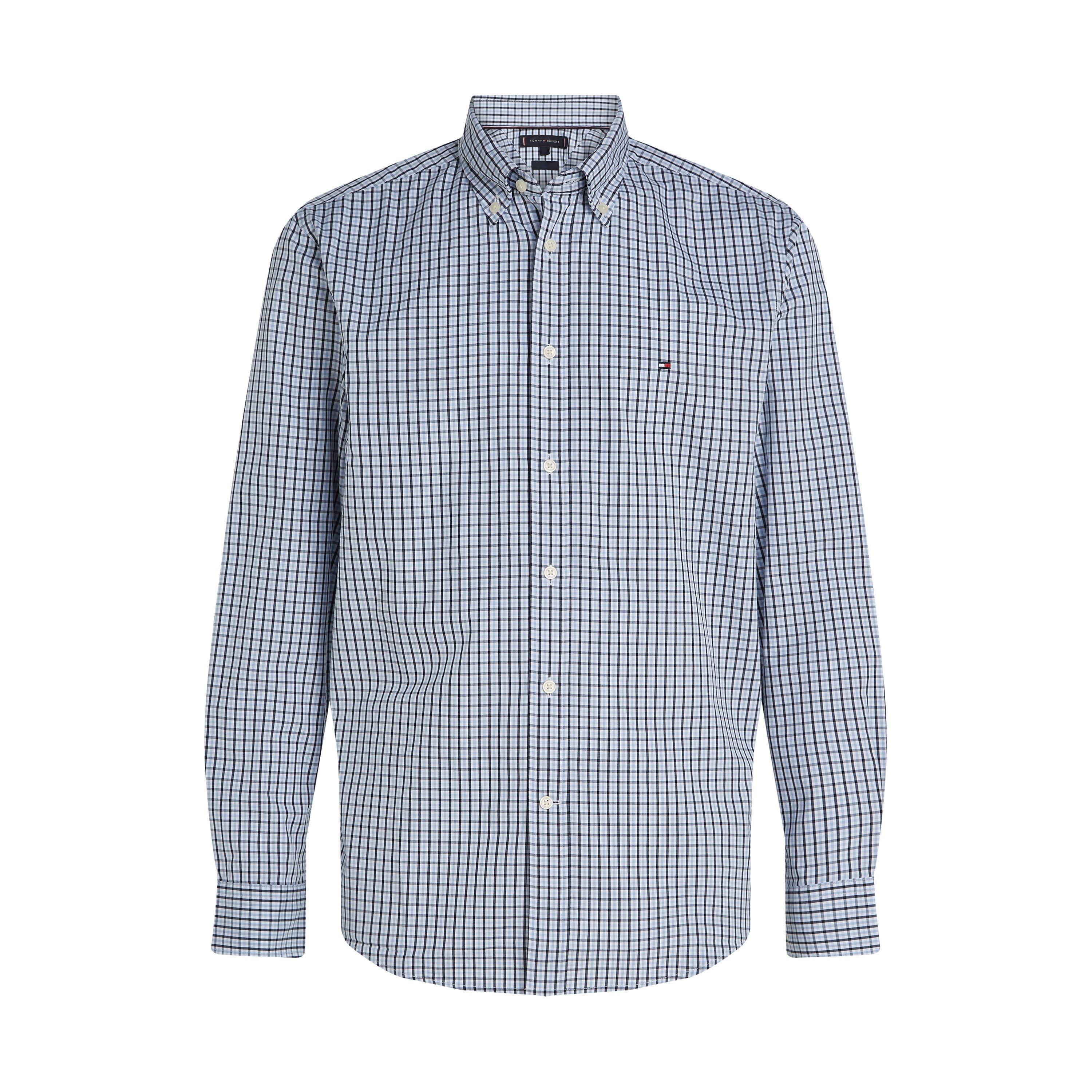 Sweet Blue 0G1 - Tommy Hilfiger - Men's Flex Poplin Gingham Long-Sleeve Patterned Shirt - 1